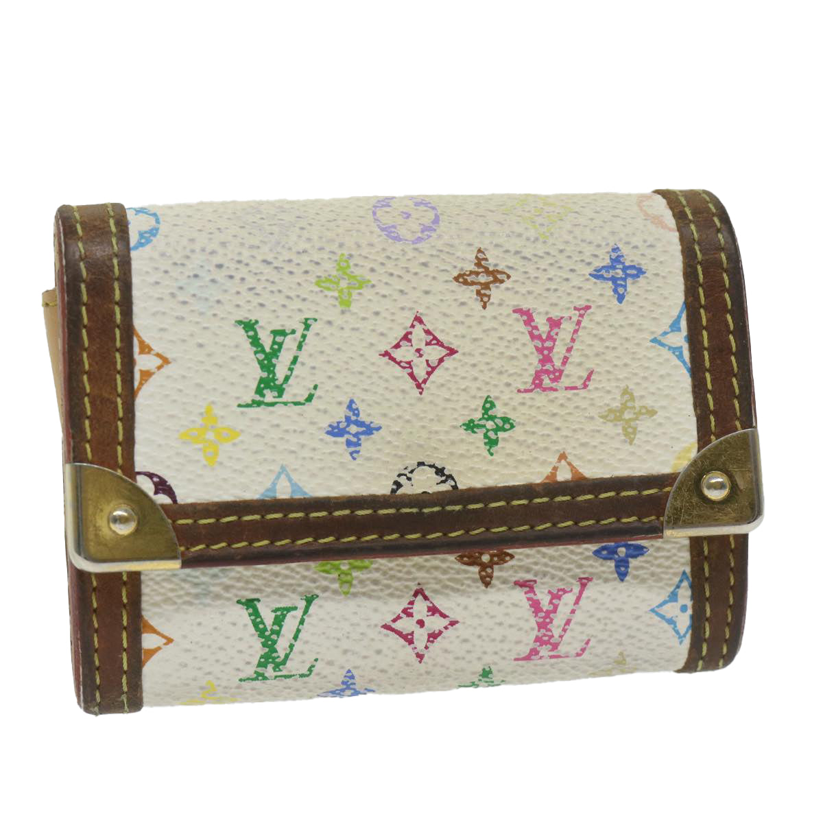 LOUIS VUITTON Monogram Multicolor Porte Monnaie Plat White M92657 LV th4398