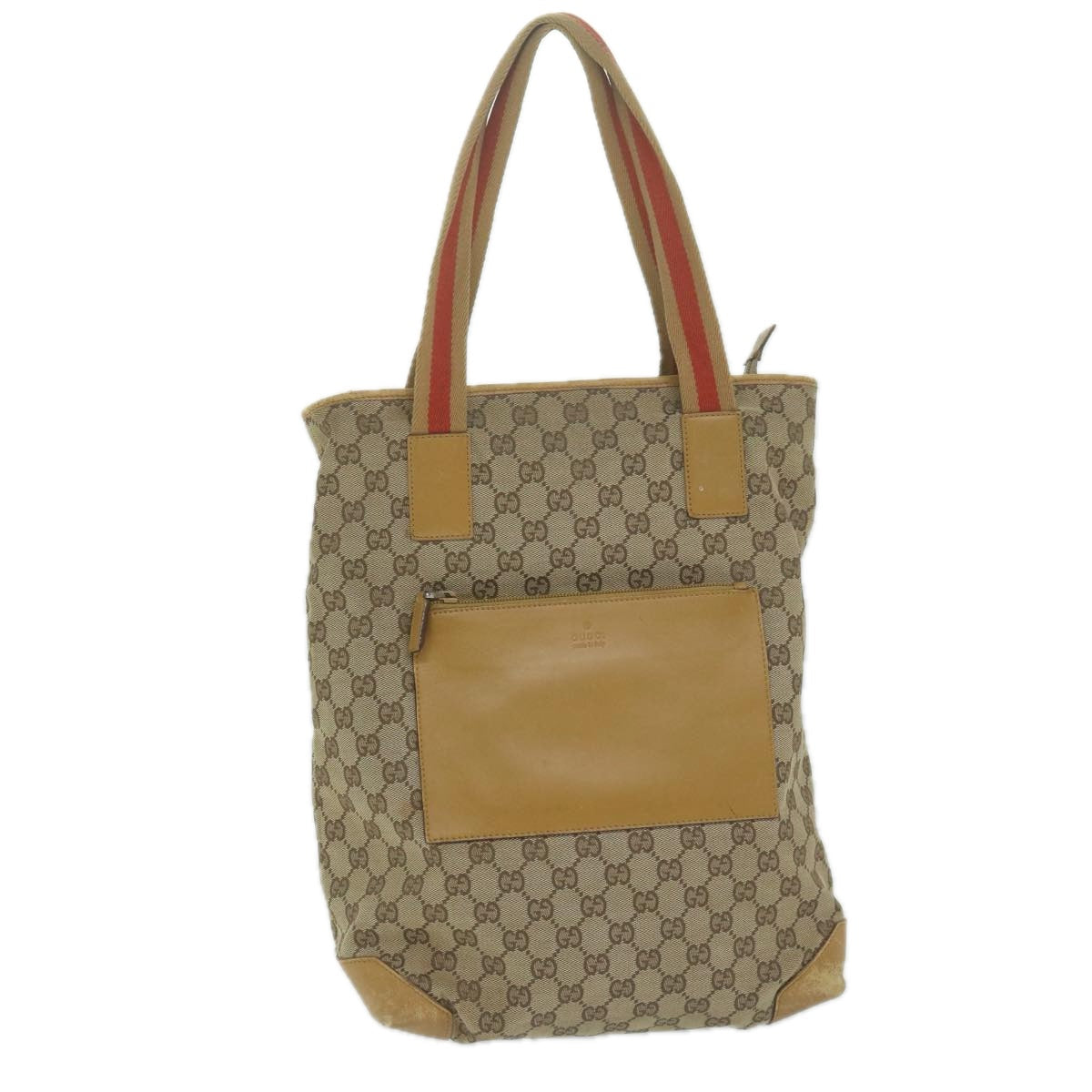 GUCCI GG Canvas Sherry Line Tote Bag Beige Red Brown 019 0401  th4479