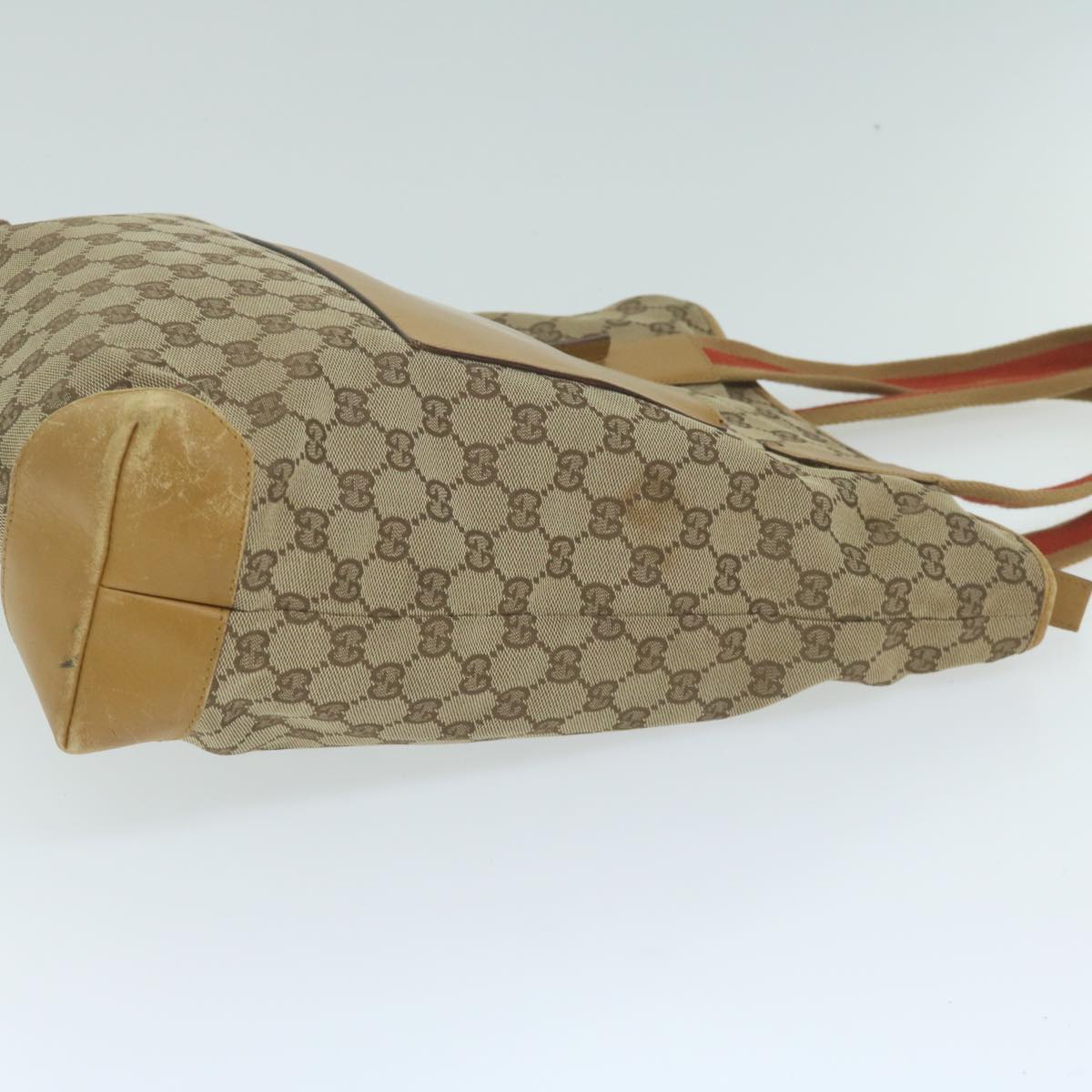 GUCCI GG Canvas Sherry Line Tote Bag Beige Red Brown 019 0401  th4479
