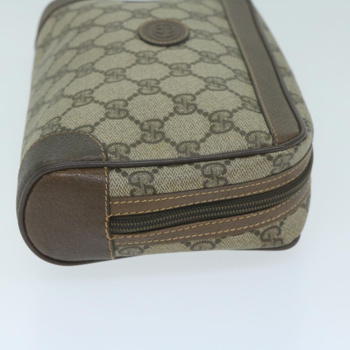GUCCI GG Supreme Clutch Bag PVC Leather Beige  th4482