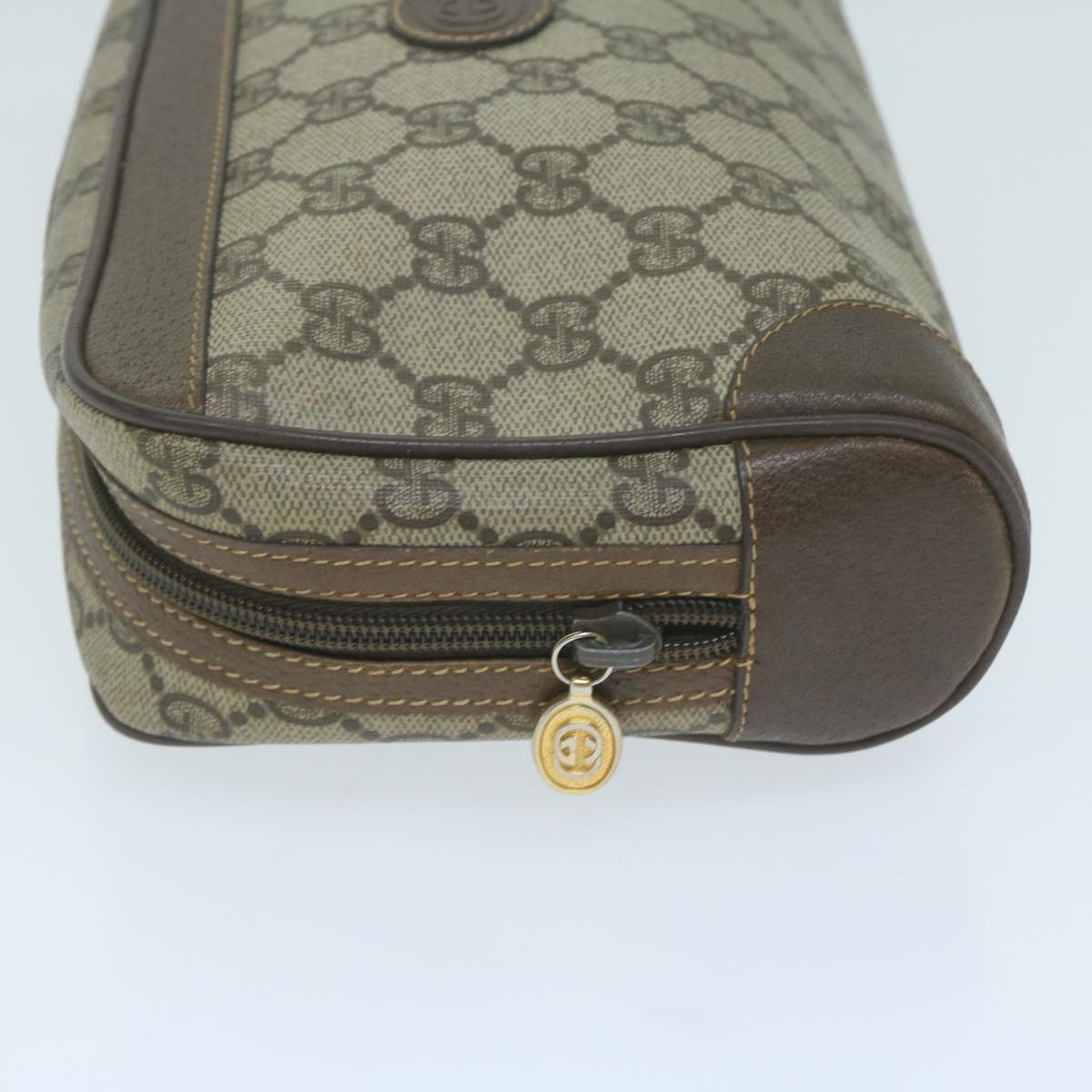 GUCCI GG Supreme Clutch Bag PVC Leather Beige  th4482