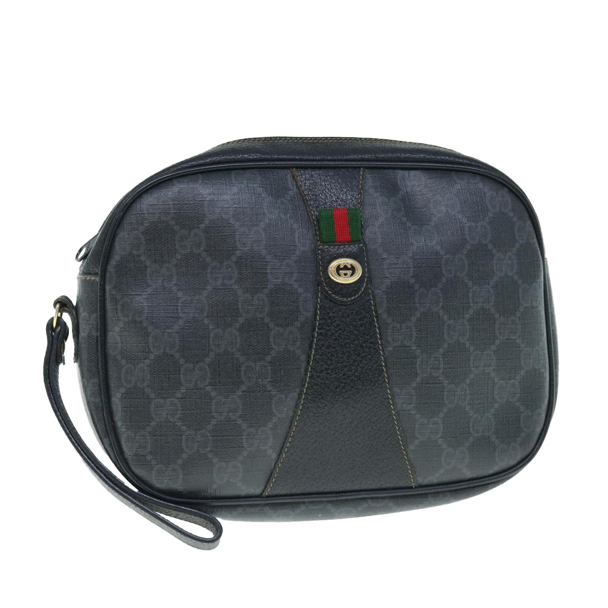 GUCCI GG Supreme Web Sherry Line Clutch Bag Black Red 89 01 034  th4490