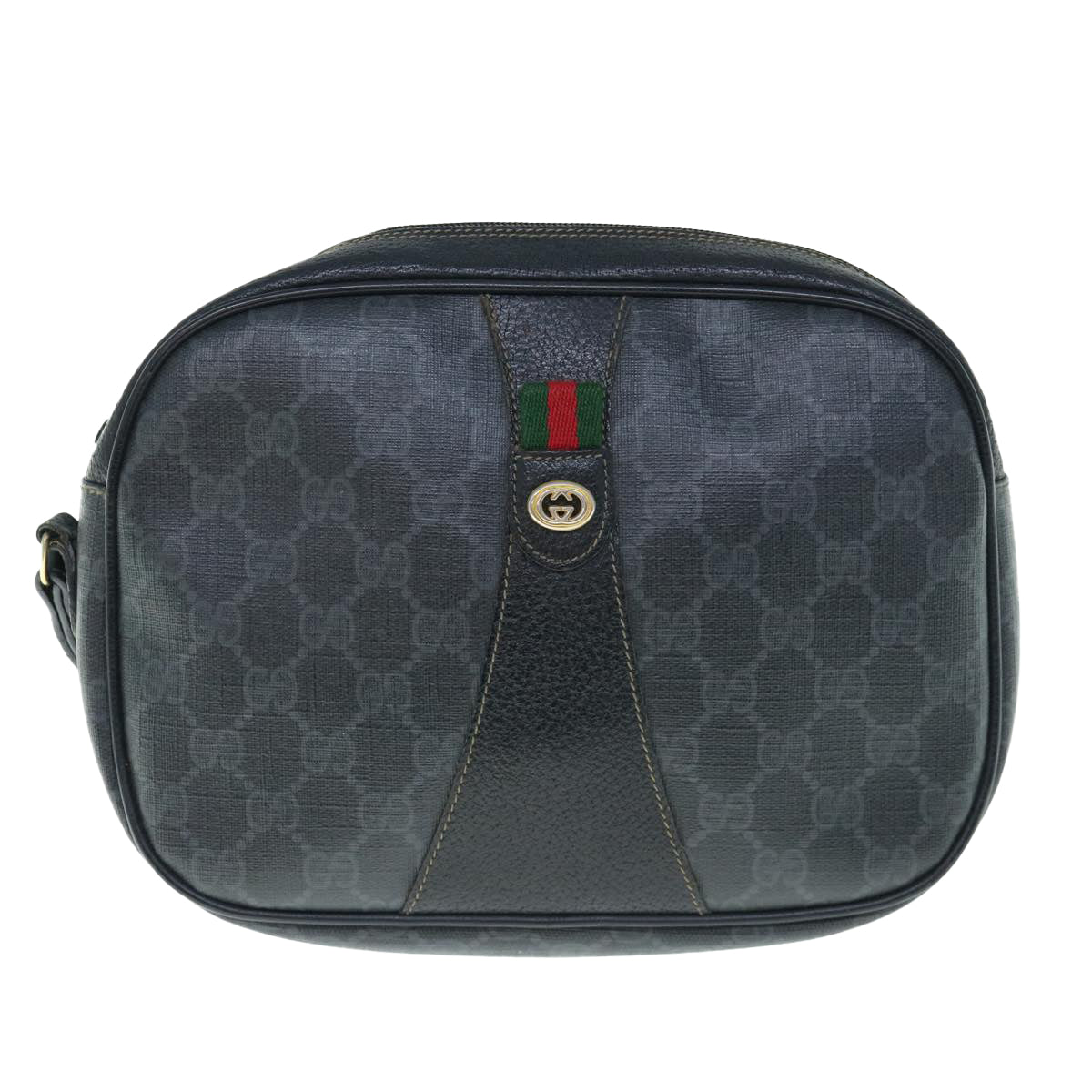 GUCCI GG Supreme Web Sherry Line Clutch Bag Black Red 89 01 034  th4490