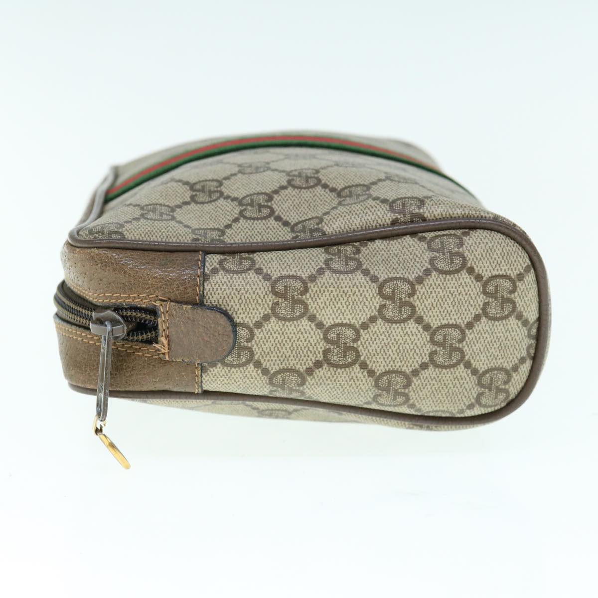 GUCCI GG Supreme Web Sherry Line Clutch Bag Beige Red 63 01 012  th4491