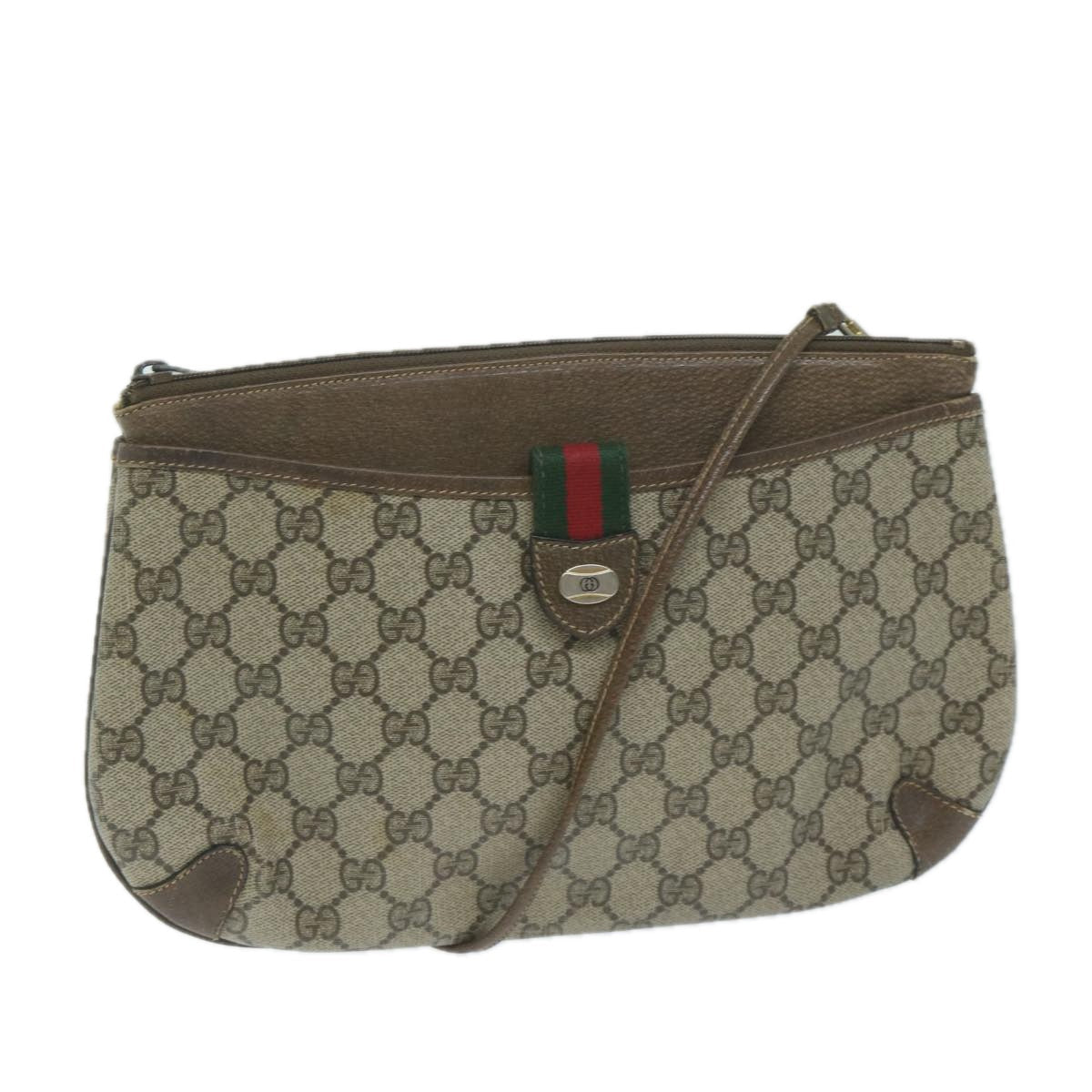 GUCCI GG Supreme Web Sherry Line Shoulder Bag Beige Red 39 02 026  th4493