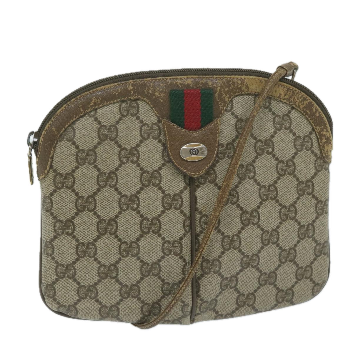 GUCCI GG Supreme Web Sherry Line Shoulder Bag Beige Red 98 02 047  th4497