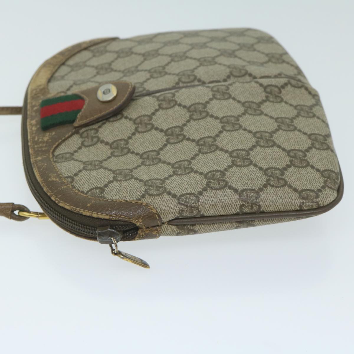GUCCI GG Supreme Web Sherry Line Shoulder Bag Beige Red 98 02 047  th4497