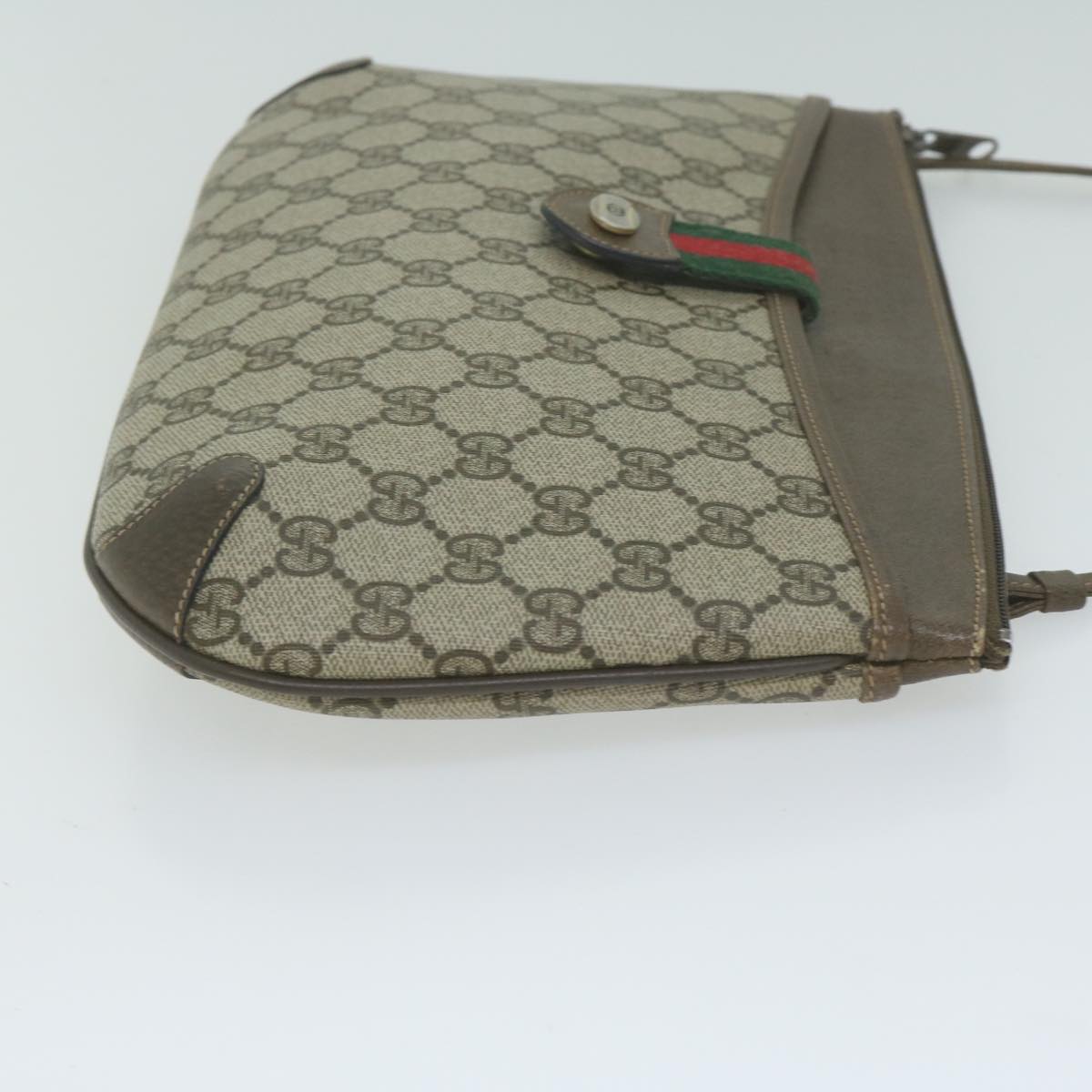 GUCCI GG Supreme Web Sherry Line Shoulder Bag PVC Beige 904 02 026  th4518