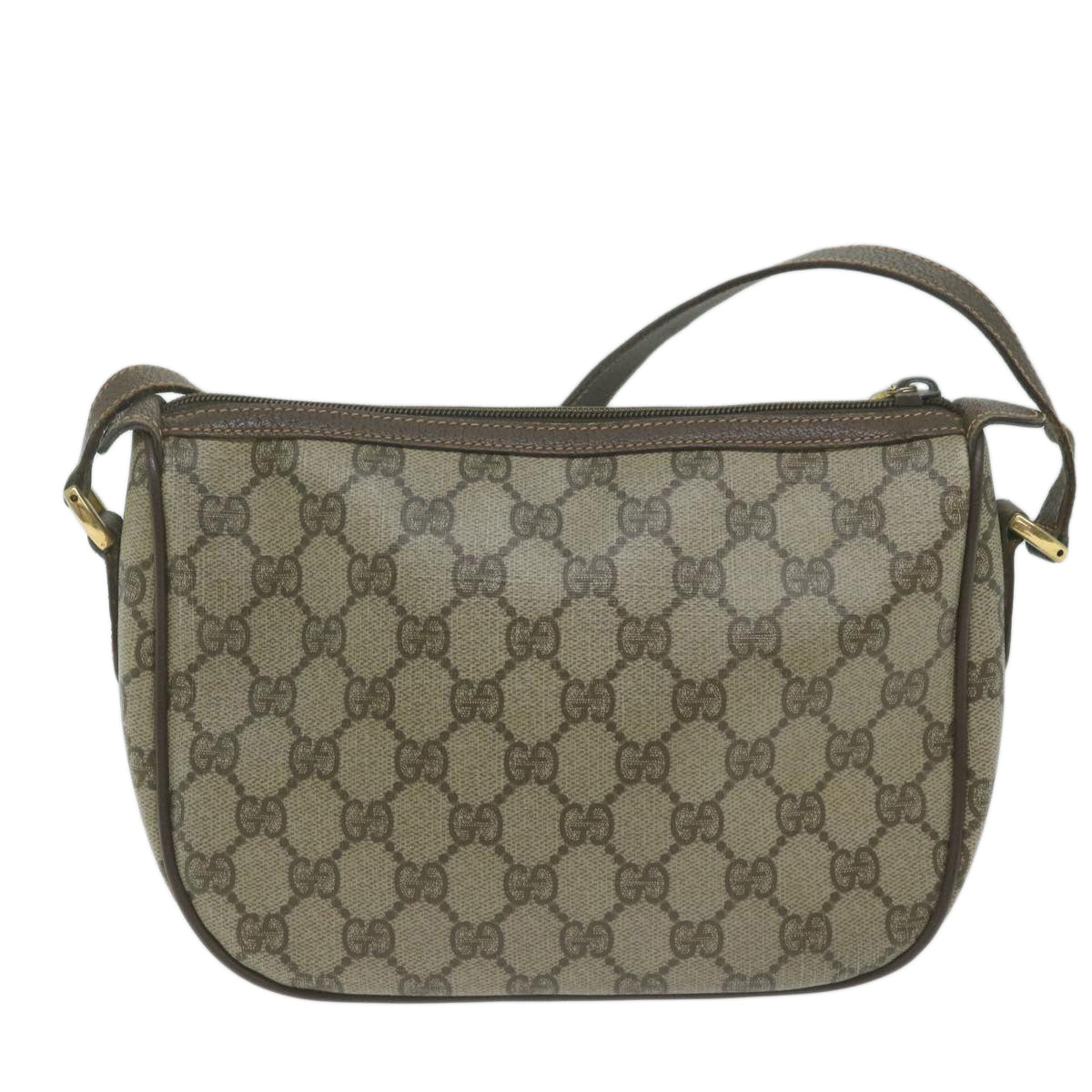 GUCCI GG Canvas Web Sherry Line Shoulder Bag PVC Beige  th4529