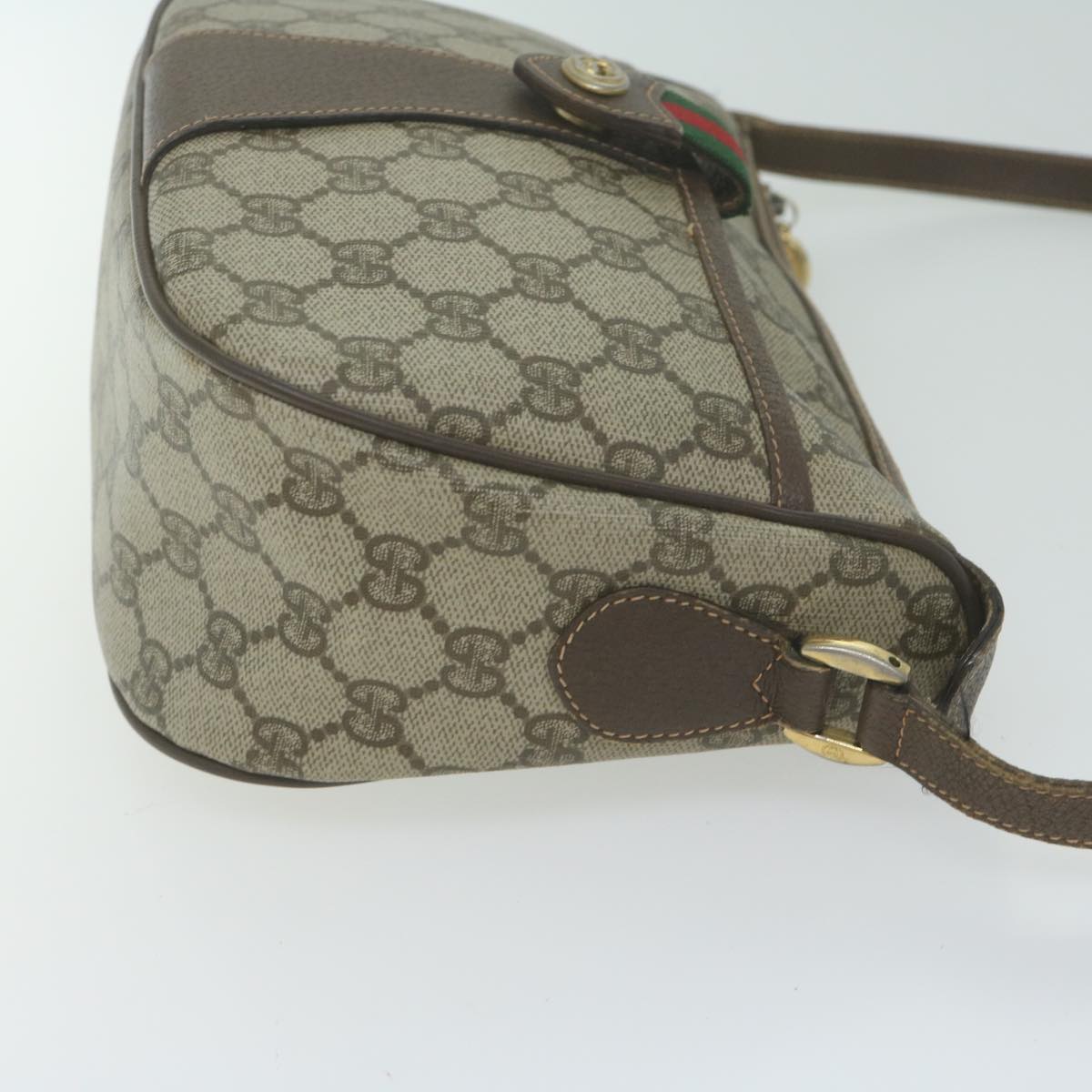 GUCCI GG Canvas Web Sherry Line Shoulder Bag PVC Beige  th4529