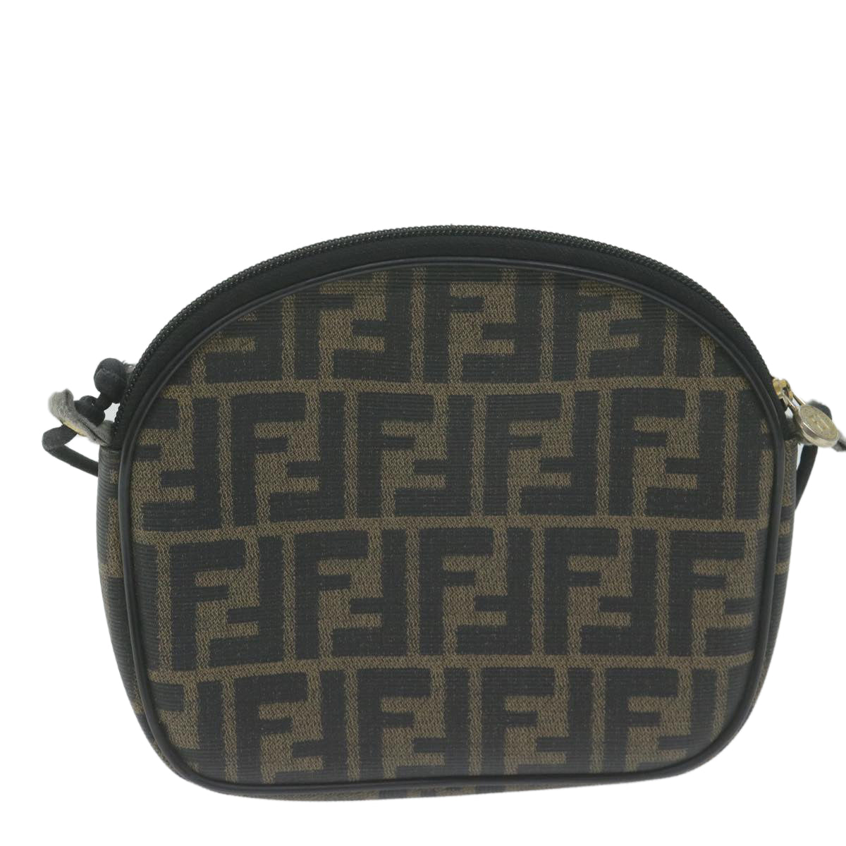 Luxury FendiZucca Canvas Shoulder Bag Brown Blackth4549
