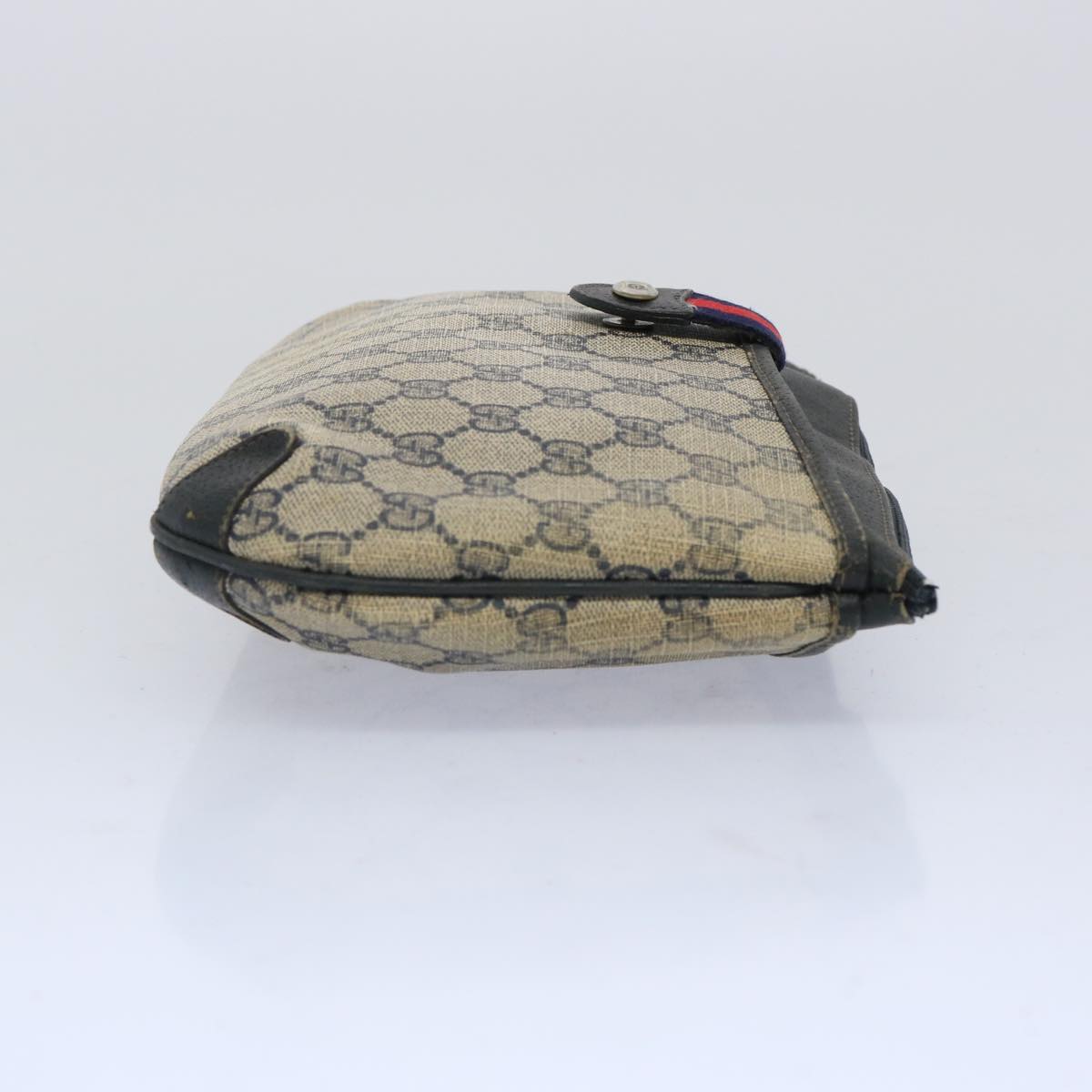 GUCCI GG Supreme Sherry Line Clutch Bag PVC Red Navy 39 02 026  th4564