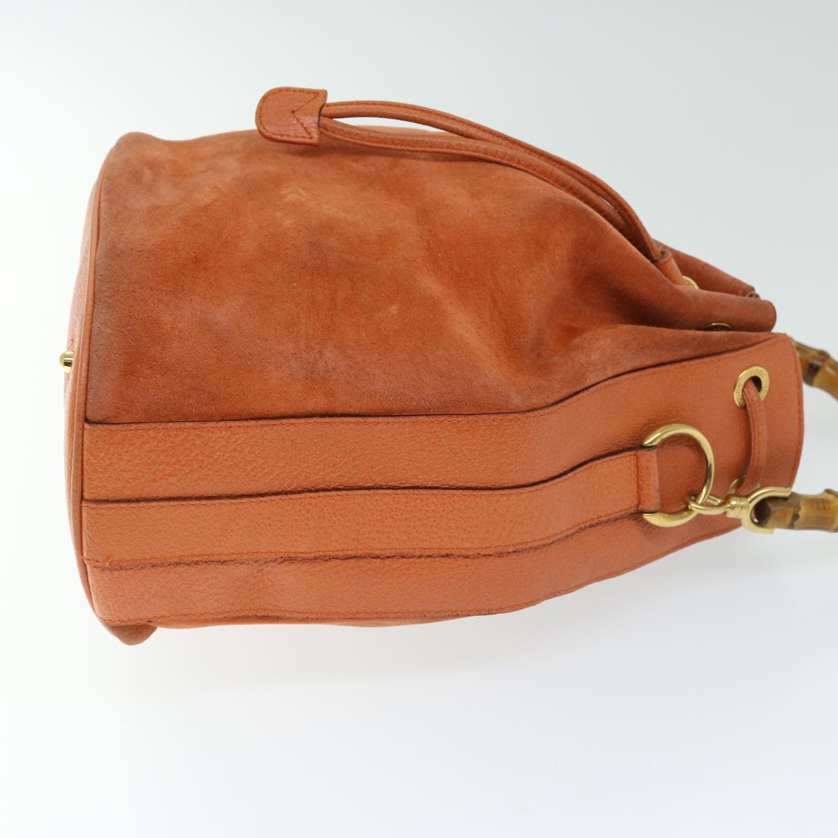 GUCCI Bamboo Hand Bag Suede Leather 2way Orange 001 2865 1657  th4580