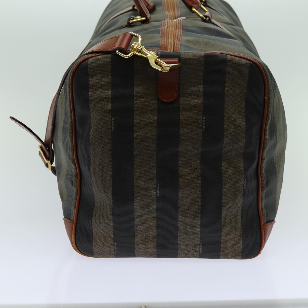Luxury FendiPecan Canvas Boston Bag 2way Brown Blackth4751