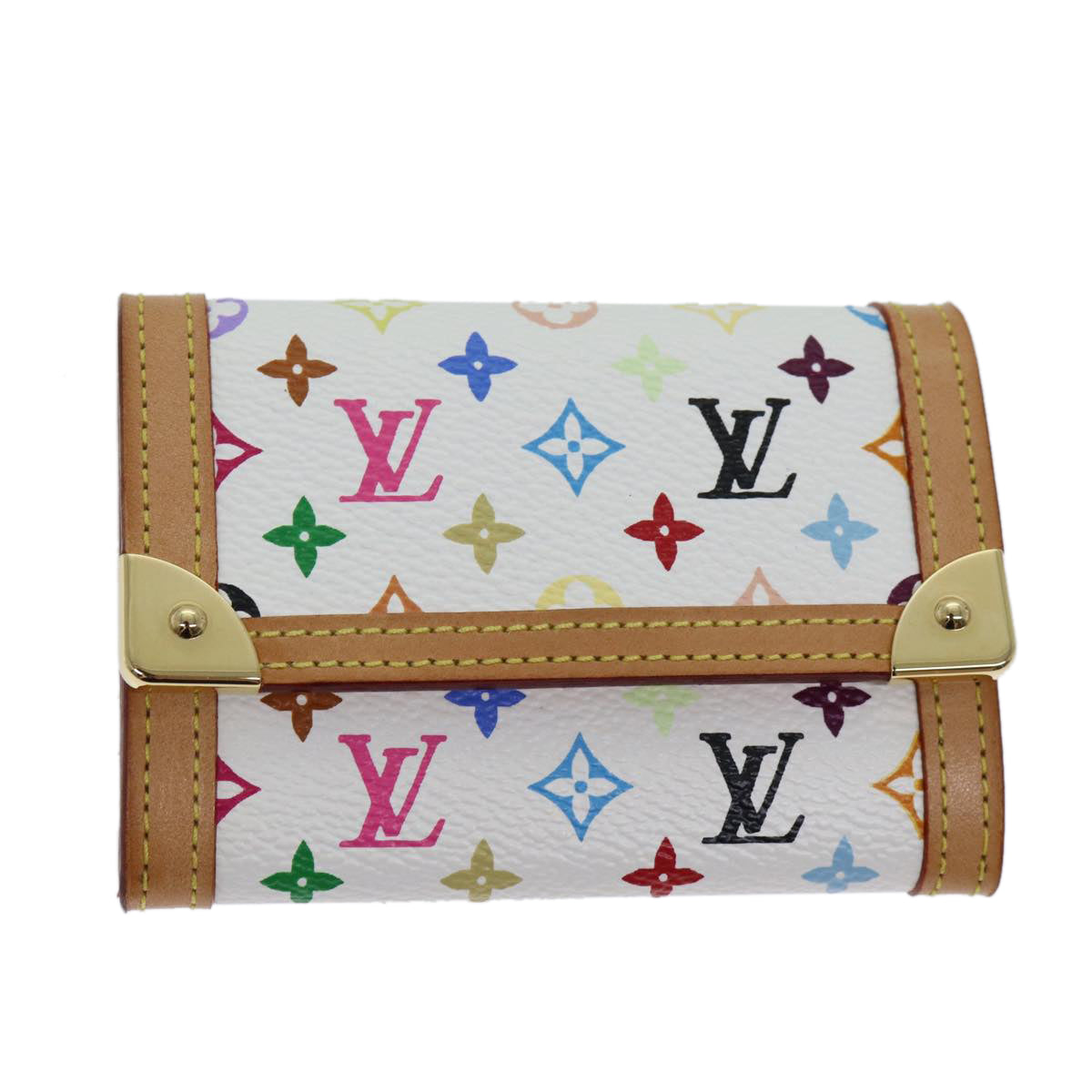 LOUIS VUITTON Monogram Multicolor Porte Monnaie Plat White M92657 LV th4784