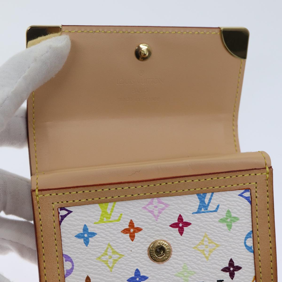 LOUIS VUITTON Monogram Multicolor Porte Monnaie Plat White M92657 LV th4784