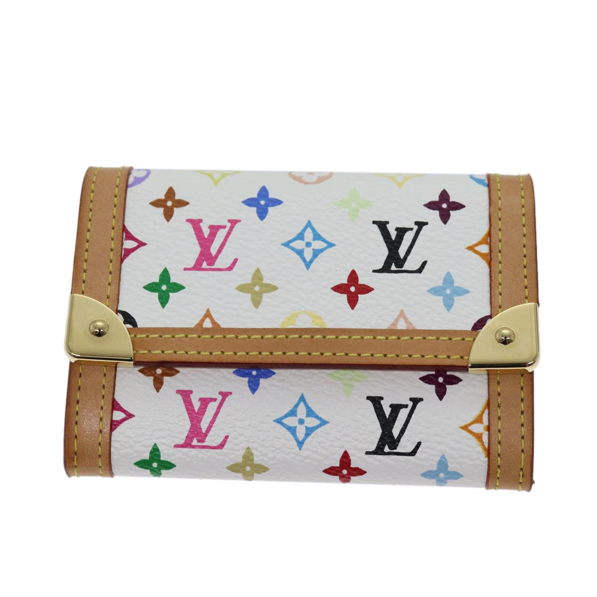 LOUIS VUITTON Monogram Multicolor Porte Monnaie Plat White M92657 LV th4784