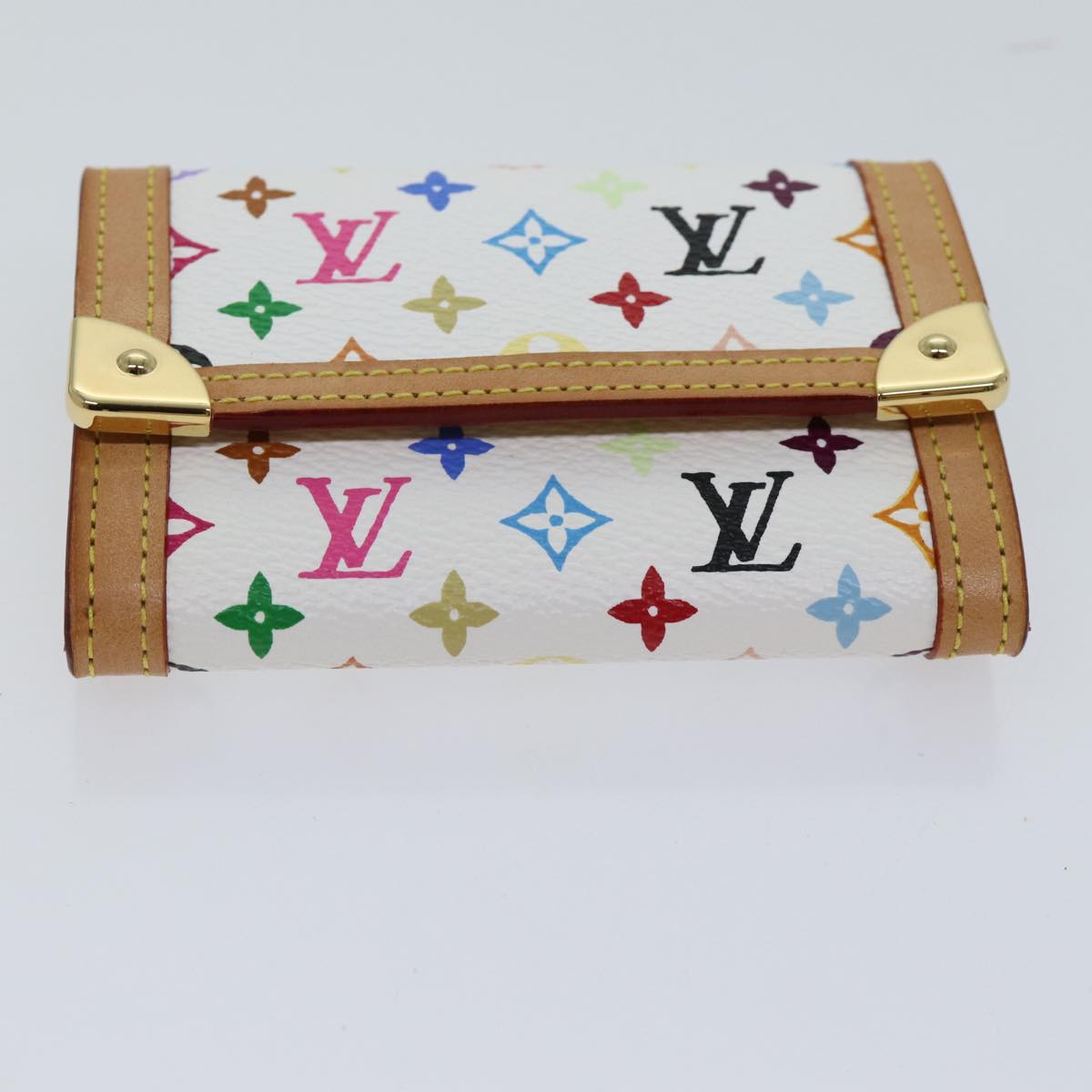 LOUIS VUITTON Monogram Multicolor Porte Monnaie Plat White M92657 LV th4784
