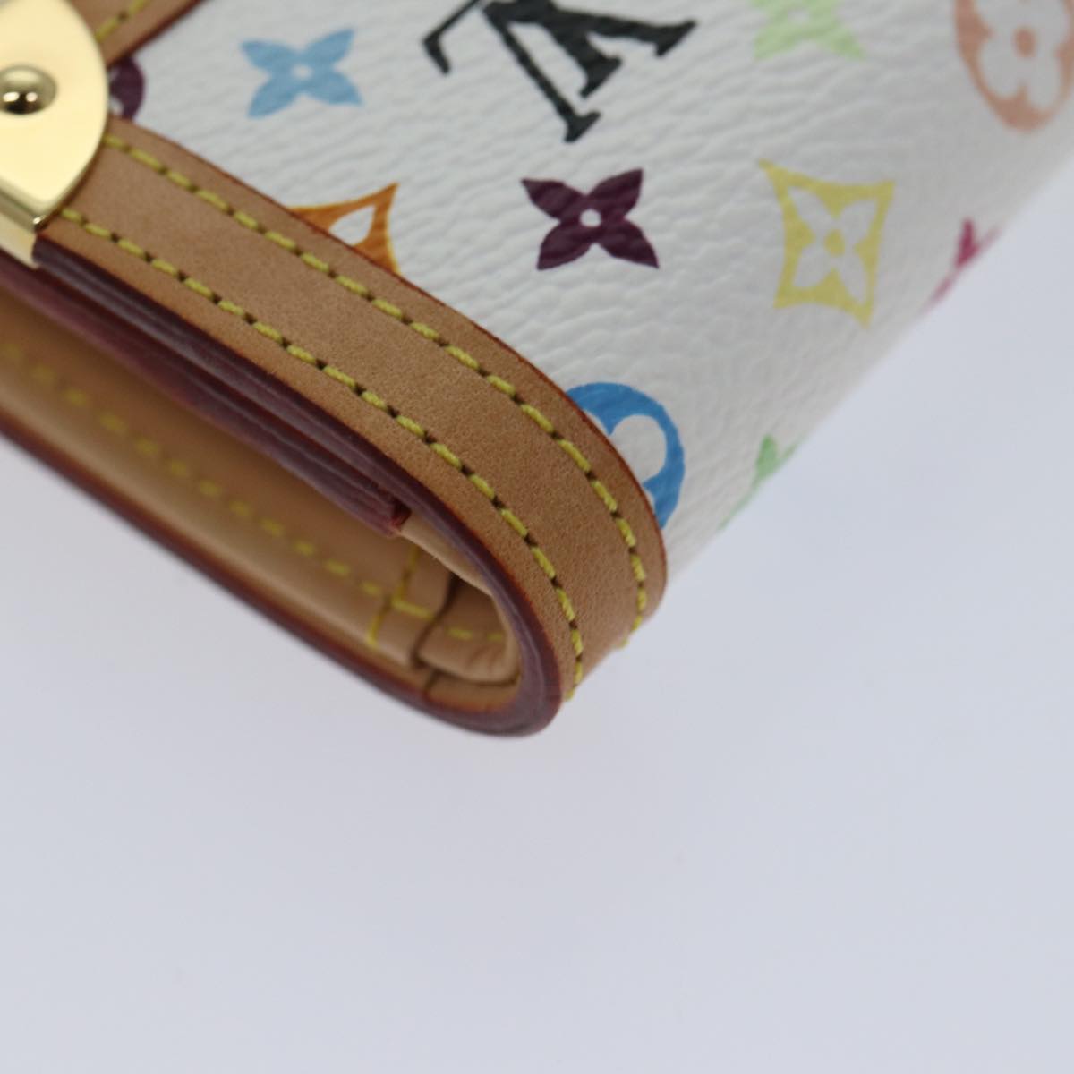 LOUIS VUITTON Monogram Multicolor Porte Monnaie Plat White M92657 LV th4784