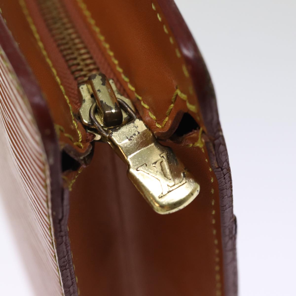 LOUIS VUITTON Epi Pochette Homme Bag Brown Zipang gold M52528 LV th4899