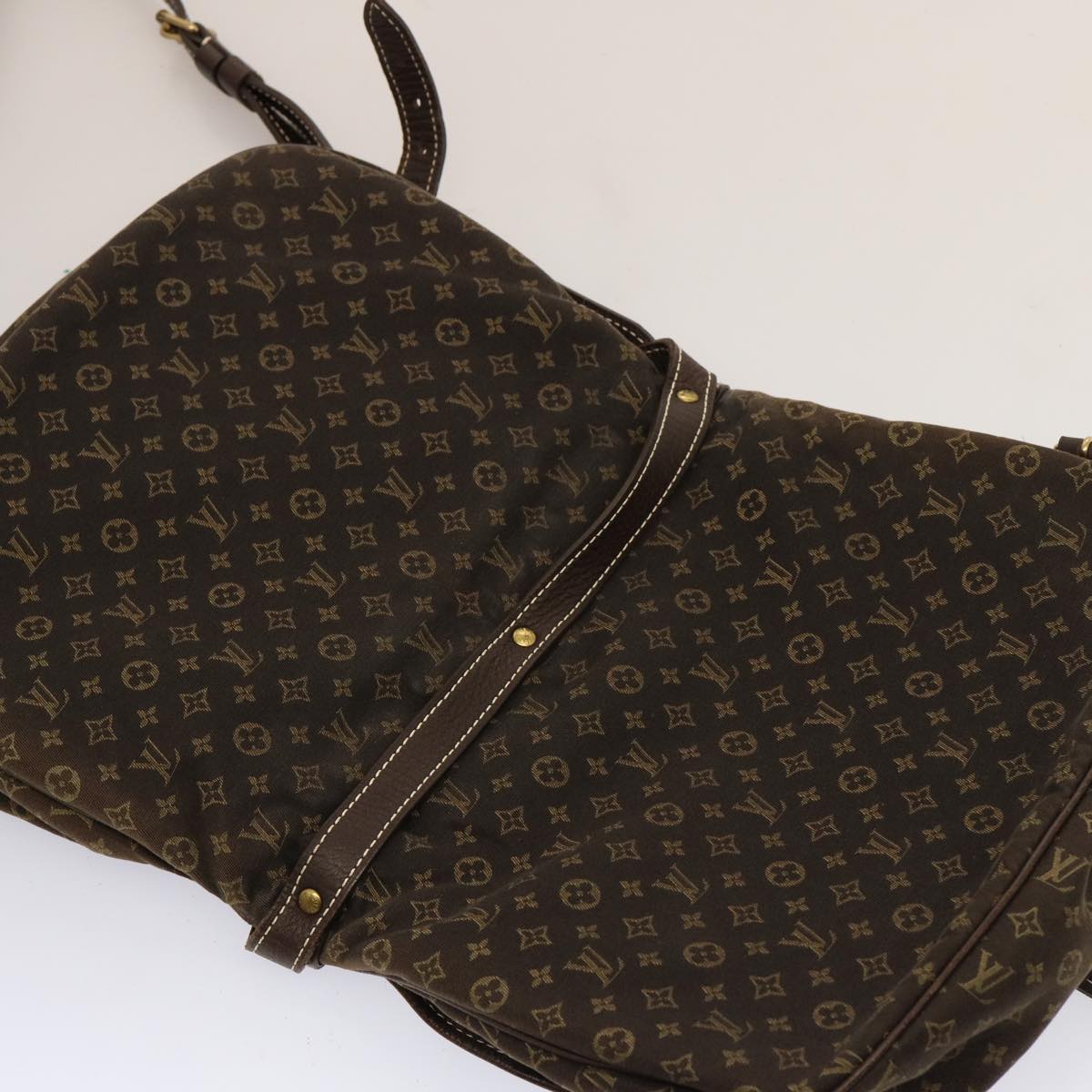 LOUIS VUITTON Monogram Mini Lin Saumur PM Shoulder Bag Ebene M95227 th4927