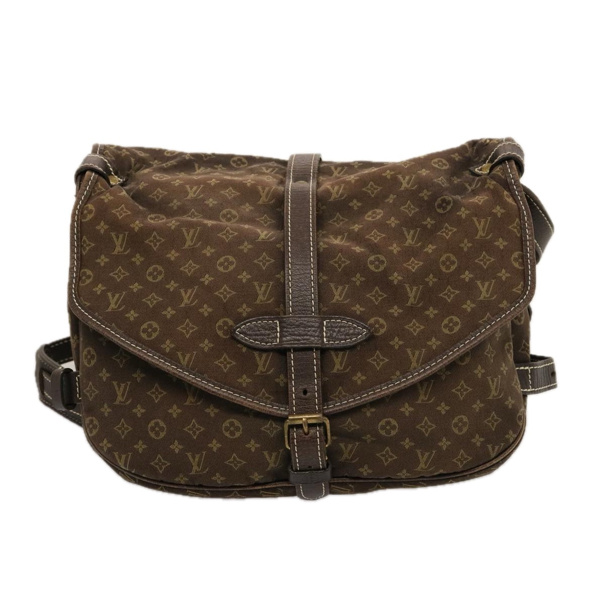 LOUIS VUITTON Monogram Mini Lin Saumur PM Shoulder Bag Ebene M95227 th4927