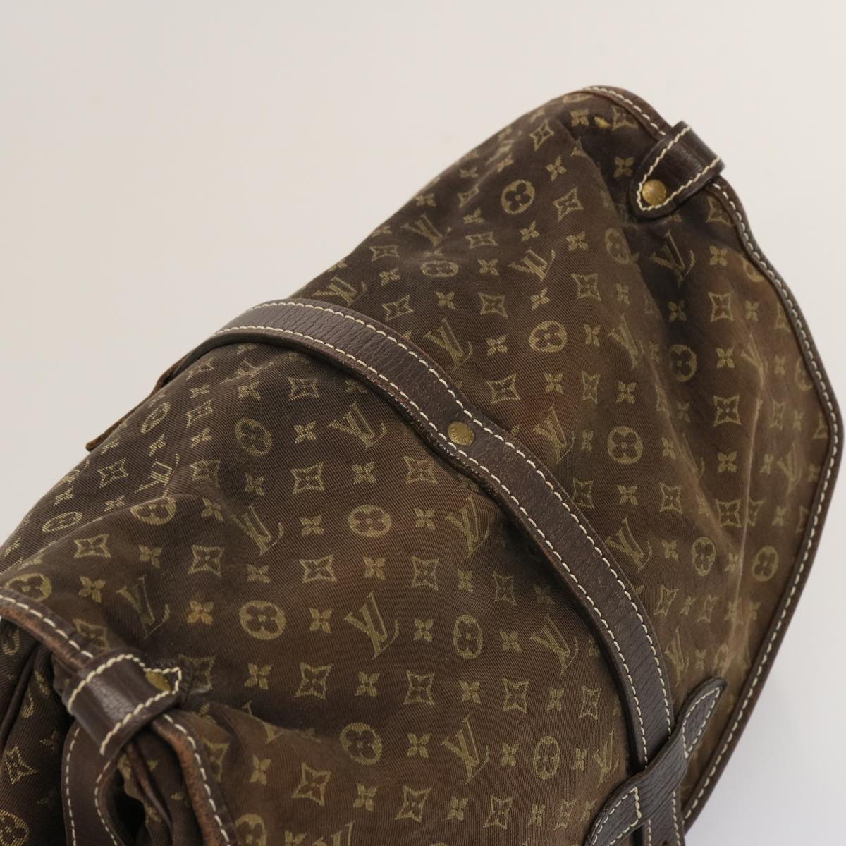 LOUIS VUITTON Monogram Mini Lin Saumur PM Shoulder Bag Ebene M95227 th4927