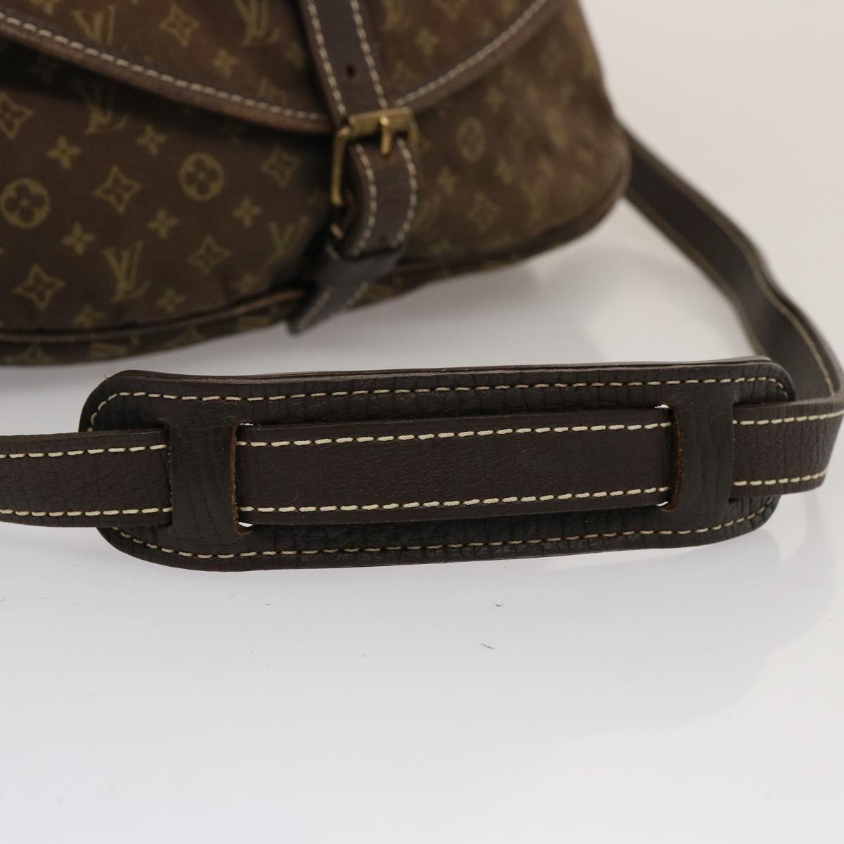 LOUIS VUITTON Monogram Mini Lin Saumur PM Shoulder Bag Ebene M95227 th4927