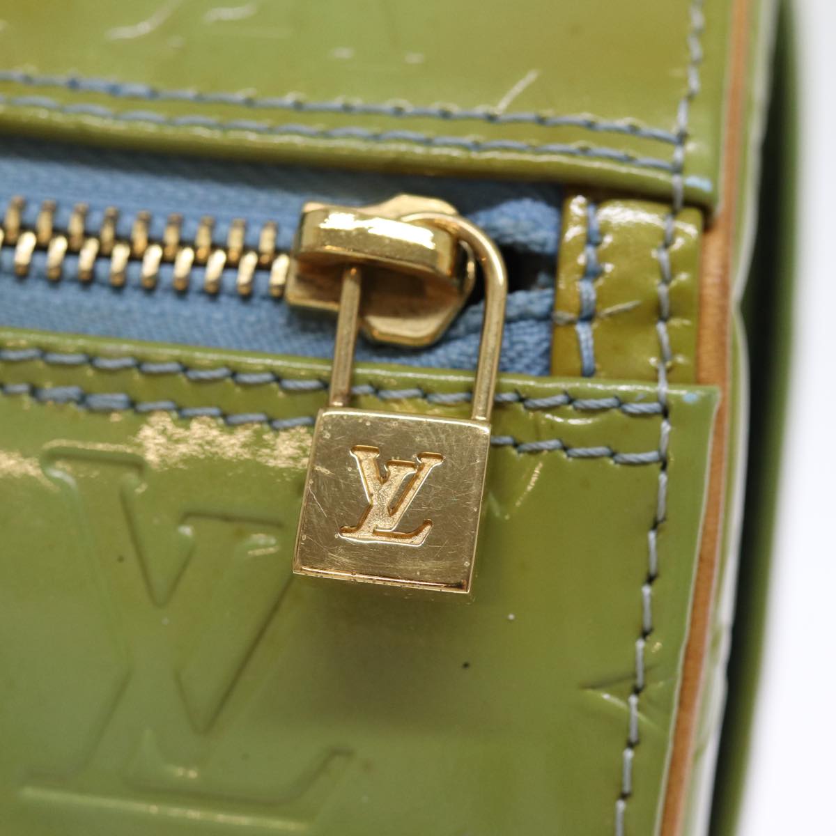 LOUIS VUITTON Monogram Vernis Bedford Hand Bag Baby Blue M91007 LV th4938
