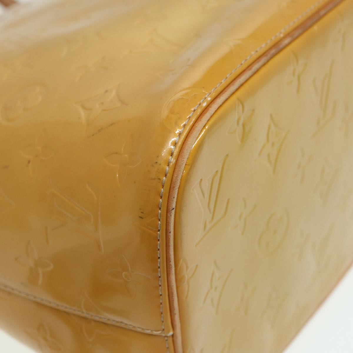 LOUIS VUITTON Monogram Vernis Houston Hand Bag Beige M91004 LV th5141