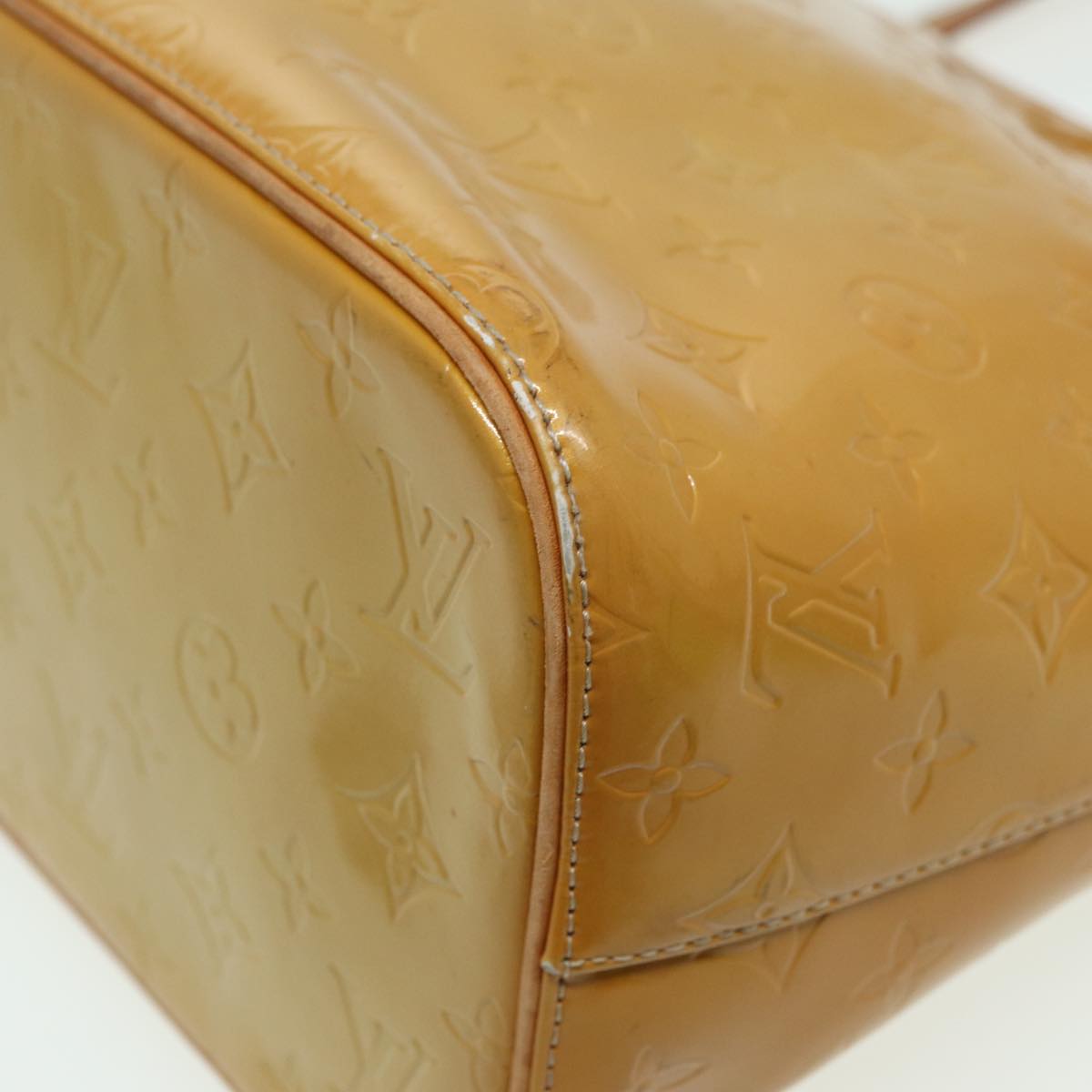 LOUIS VUITTON Monogram Vernis Houston Hand Bag Beige M91004 LV th5141