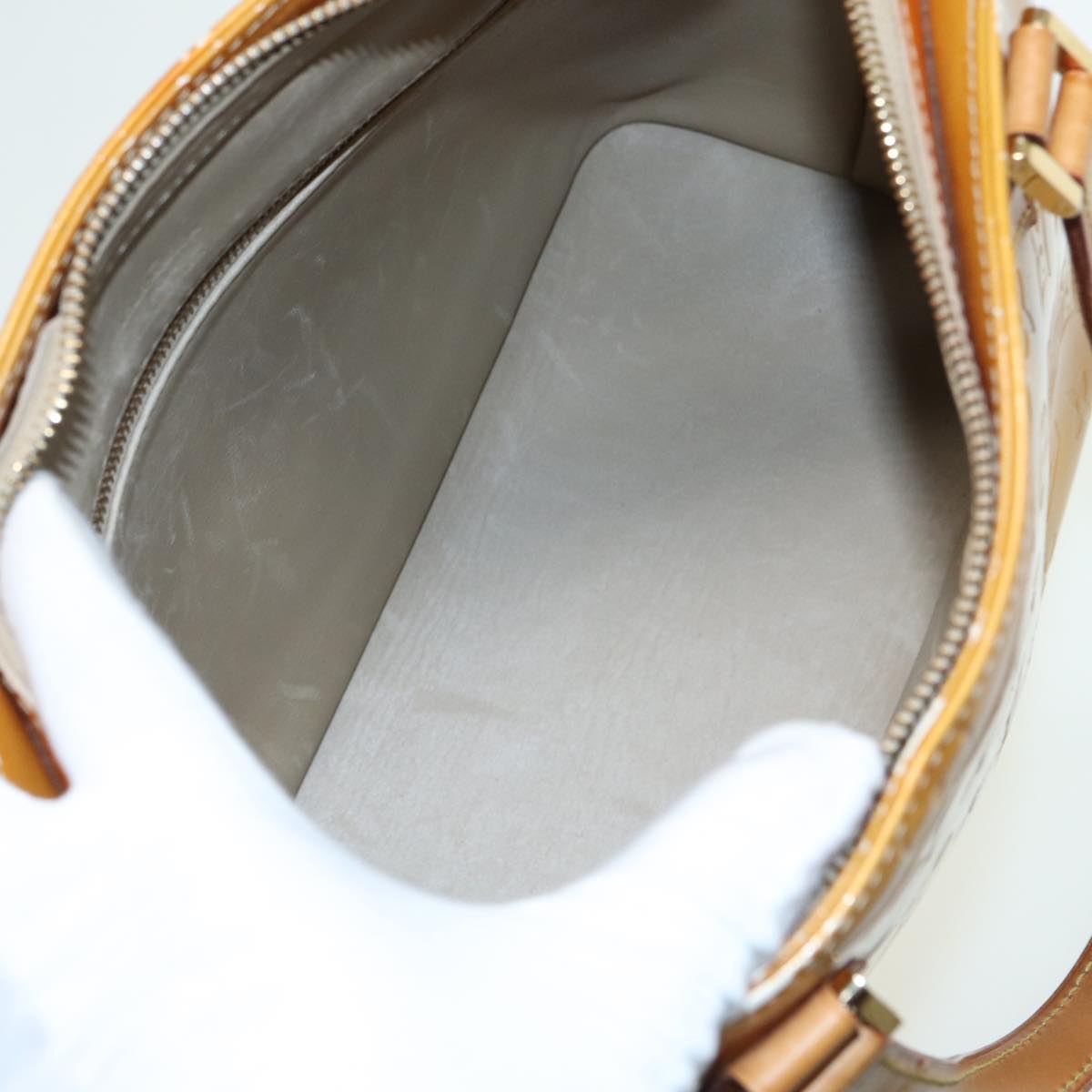LOUIS VUITTON Monogram Vernis Houston Hand Bag Beige M91004 LV th5141