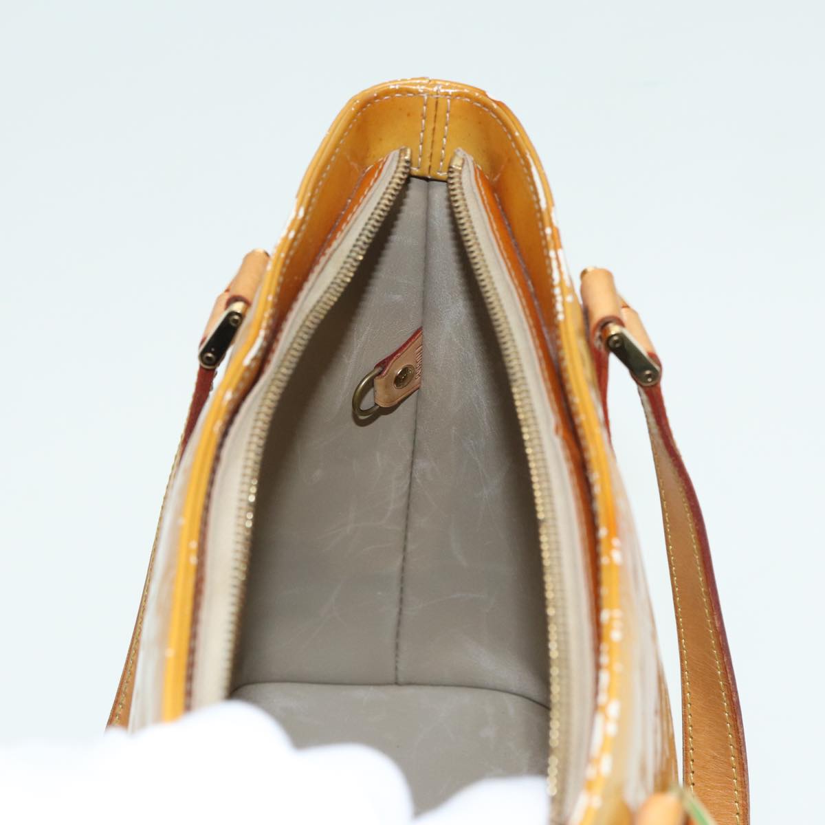 LOUIS VUITTON Monogram Vernis Houston Hand Bag Beige M91004 LV th5141