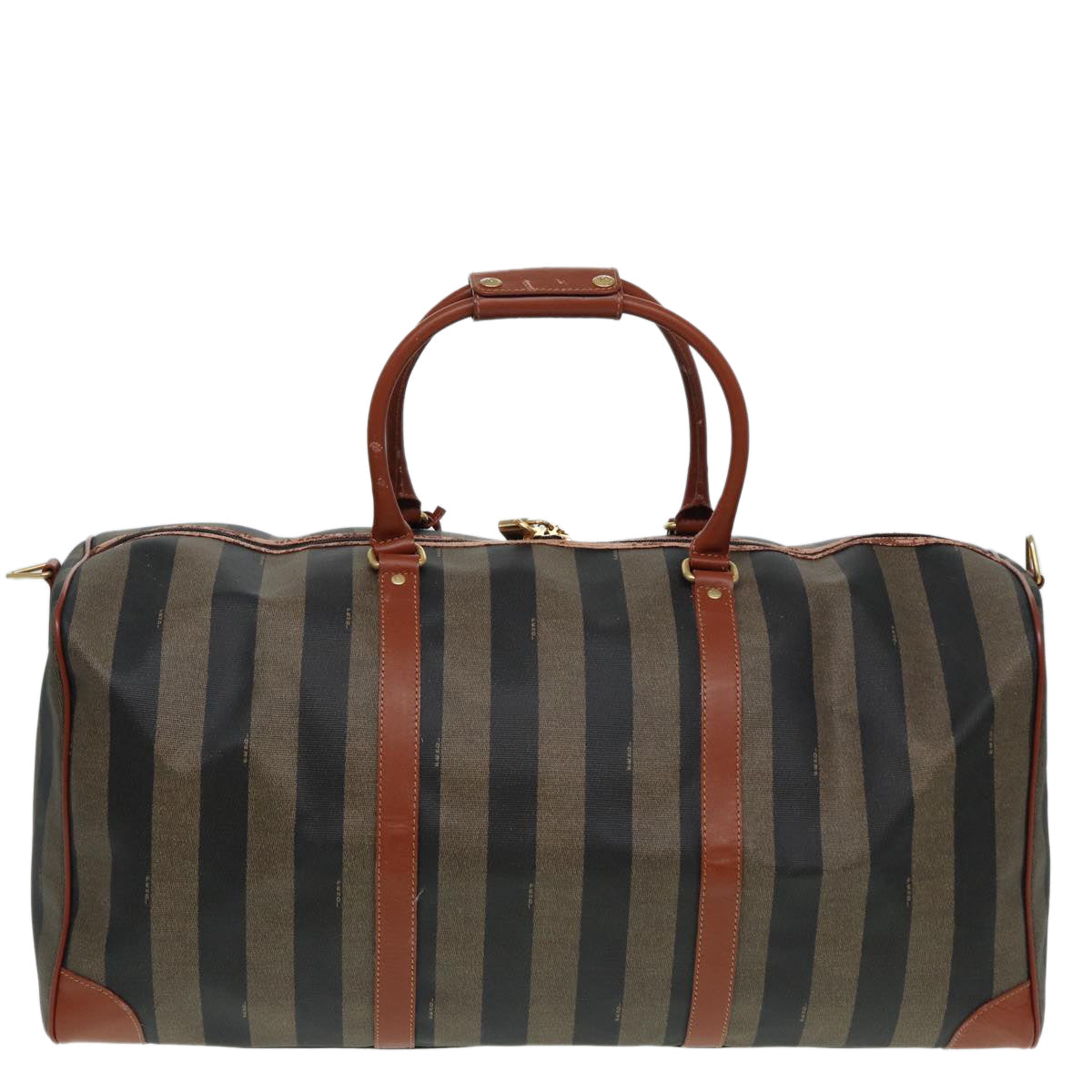 Luxury Fendi Pecan Canvas Boston Bag 2way Brown Blackth5207