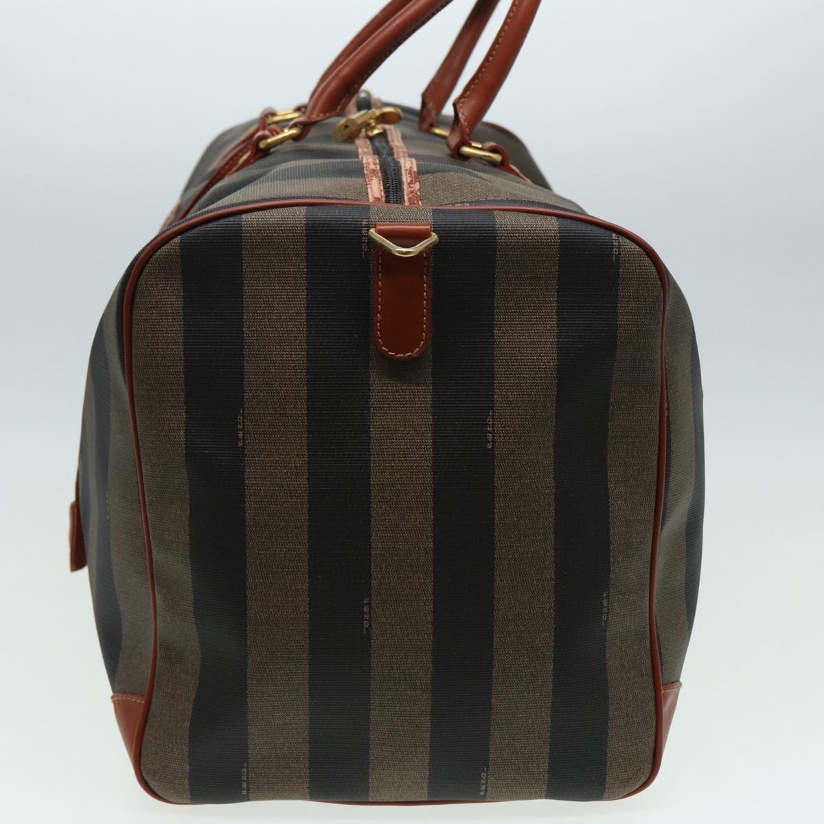 Luxury Fendi Pecan Canvas Boston Bag 2way Brown Blackth5207