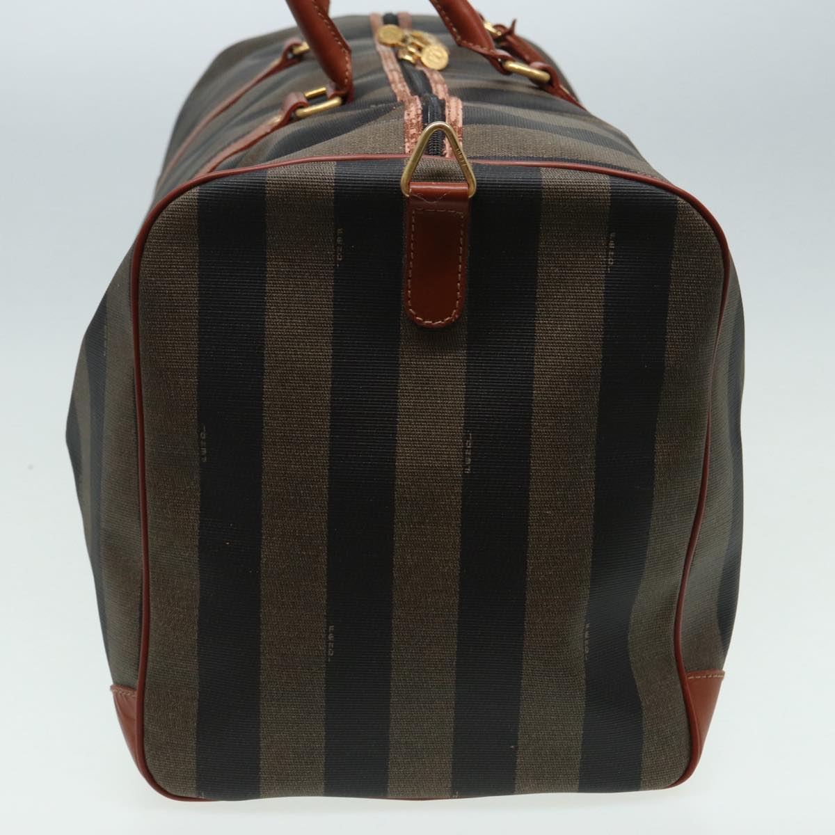 Luxury Fendi Pecan Canvas Boston Bag 2way Brown Blackth5207