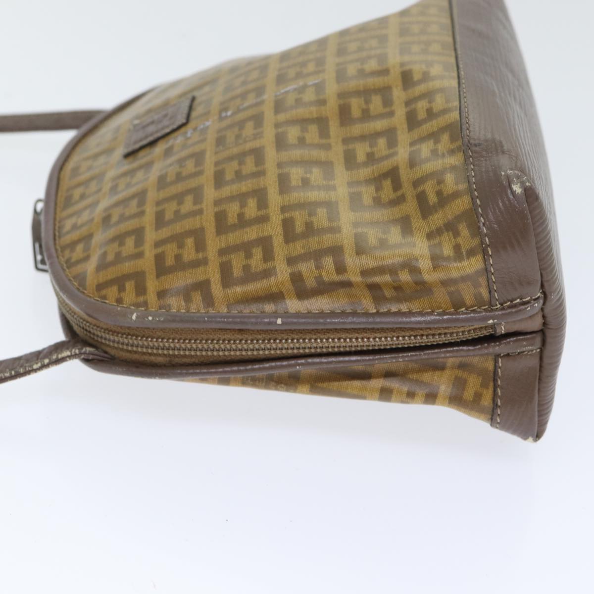 Luxury Fendi Zucchino Canvas Shoulder Bag Enamel Brown Black goldth5255
