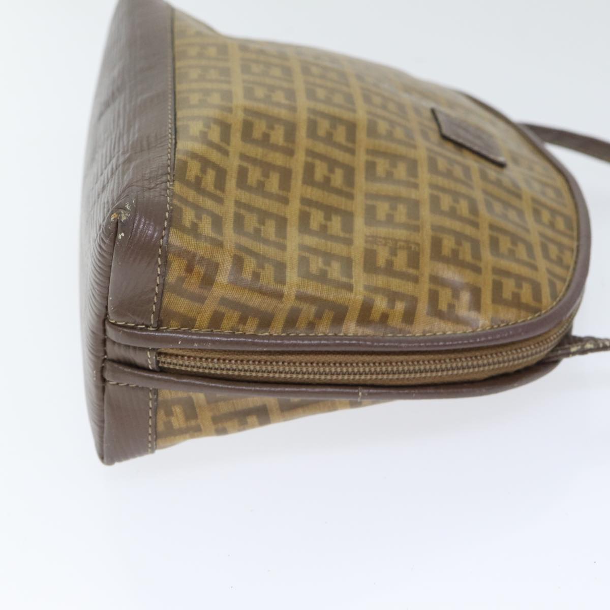 Luxury Fendi Zucchino Canvas Shoulder Bag Enamel Brown Black goldth5255