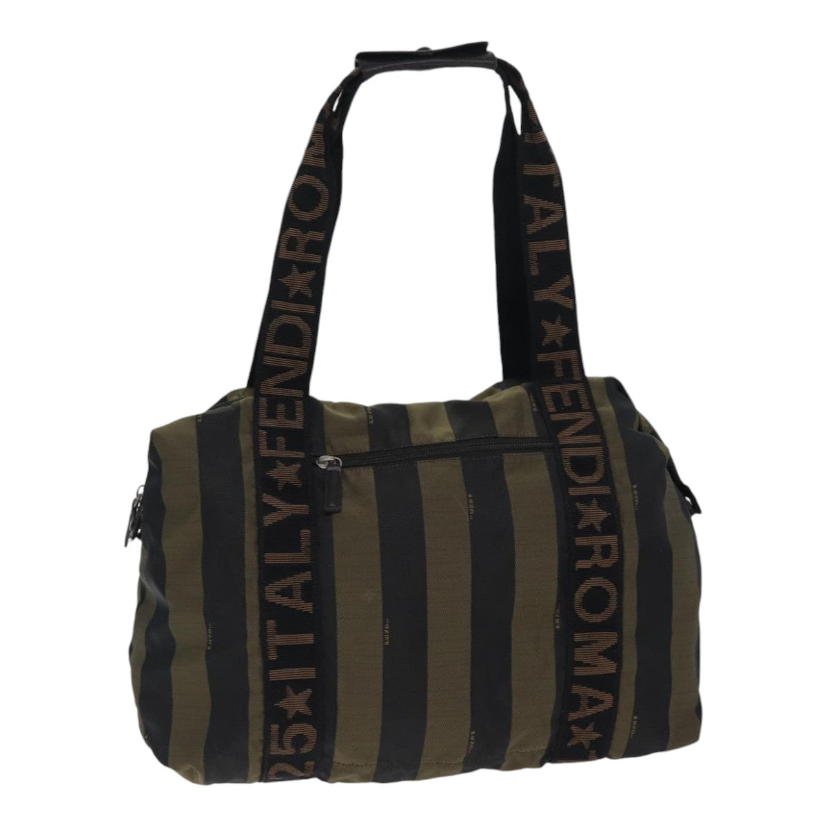 Luxury Fendi Pecan Canvas Tote Bag Nylon Khaki Blackth5267
