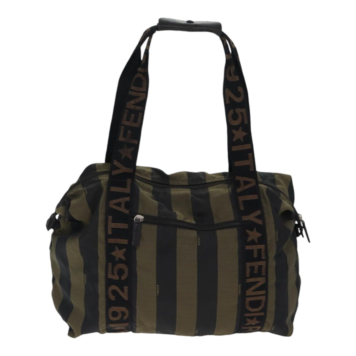 Luxury Fendi Pecan Canvas Tote Bag Nylon Khaki Blackth5267