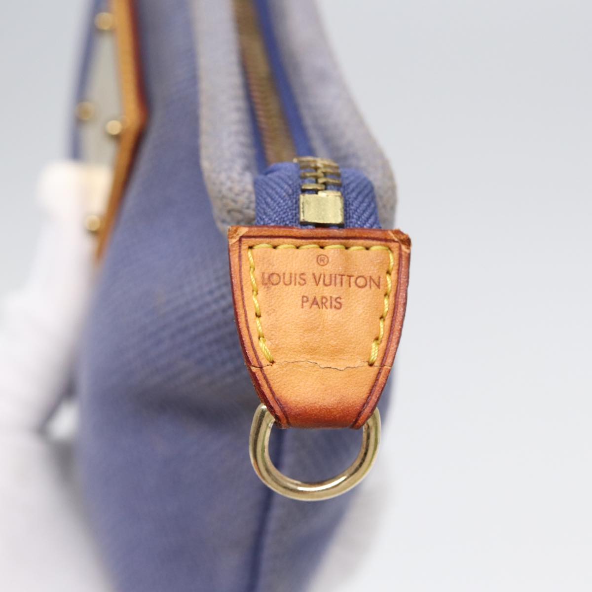 LOUIS VUITTON Antigua Pochette Platt PM Pouch Blue M40070 LV th5273