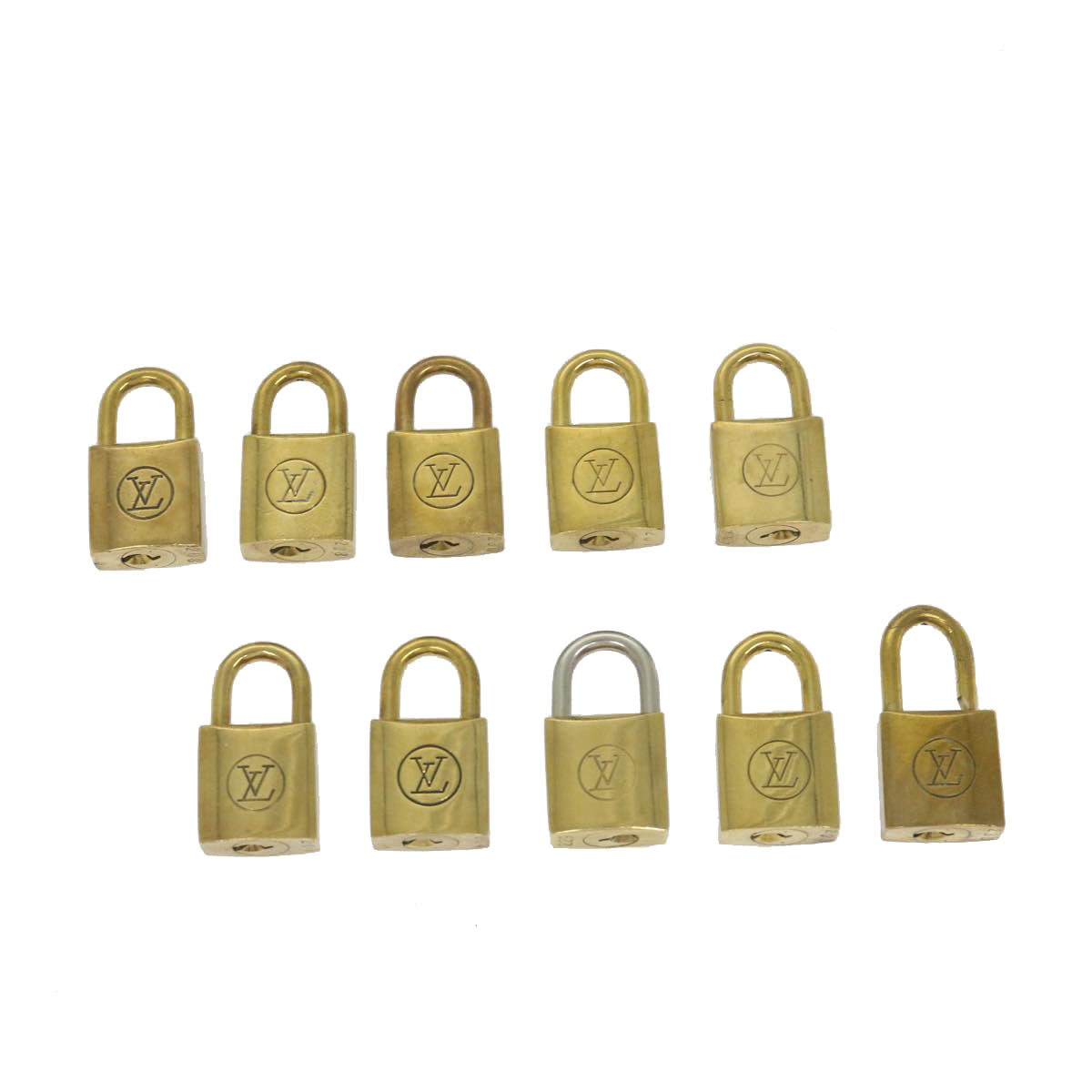 LOUIS VUITTON Padlock Old Model 10set Padlock Vintage Gold Tone LV cr901