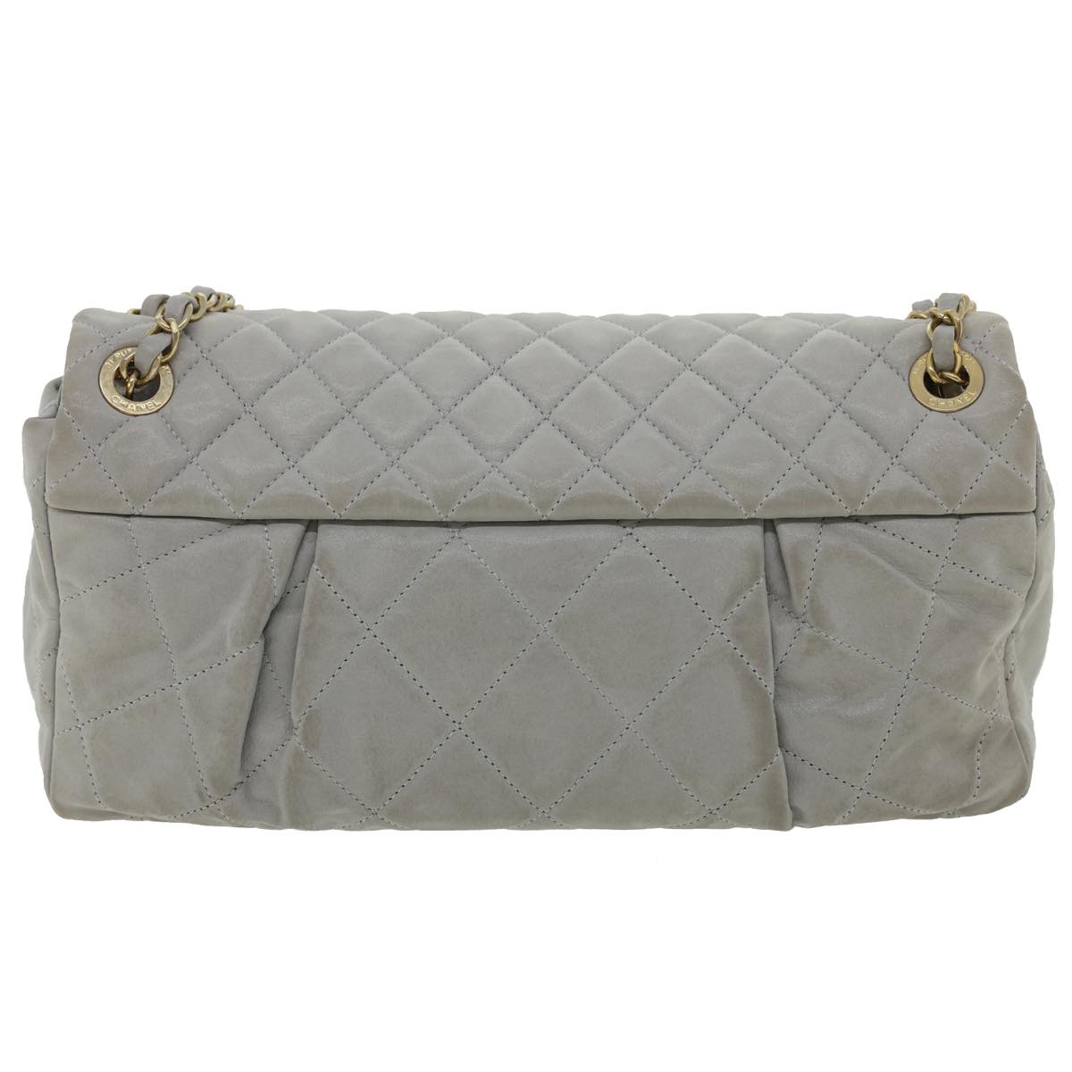 Luxury Chanel Lamb Skin Matelasse Double Chain Shoulder Bag Gray CC  am1097g