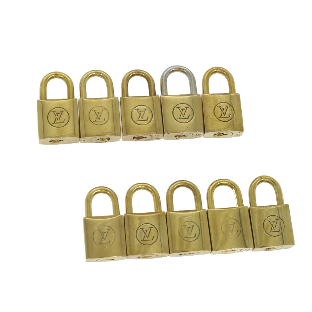 LOUIS VUITTON Padlock Old Model 10set Vintage Gold Tone LV cr902