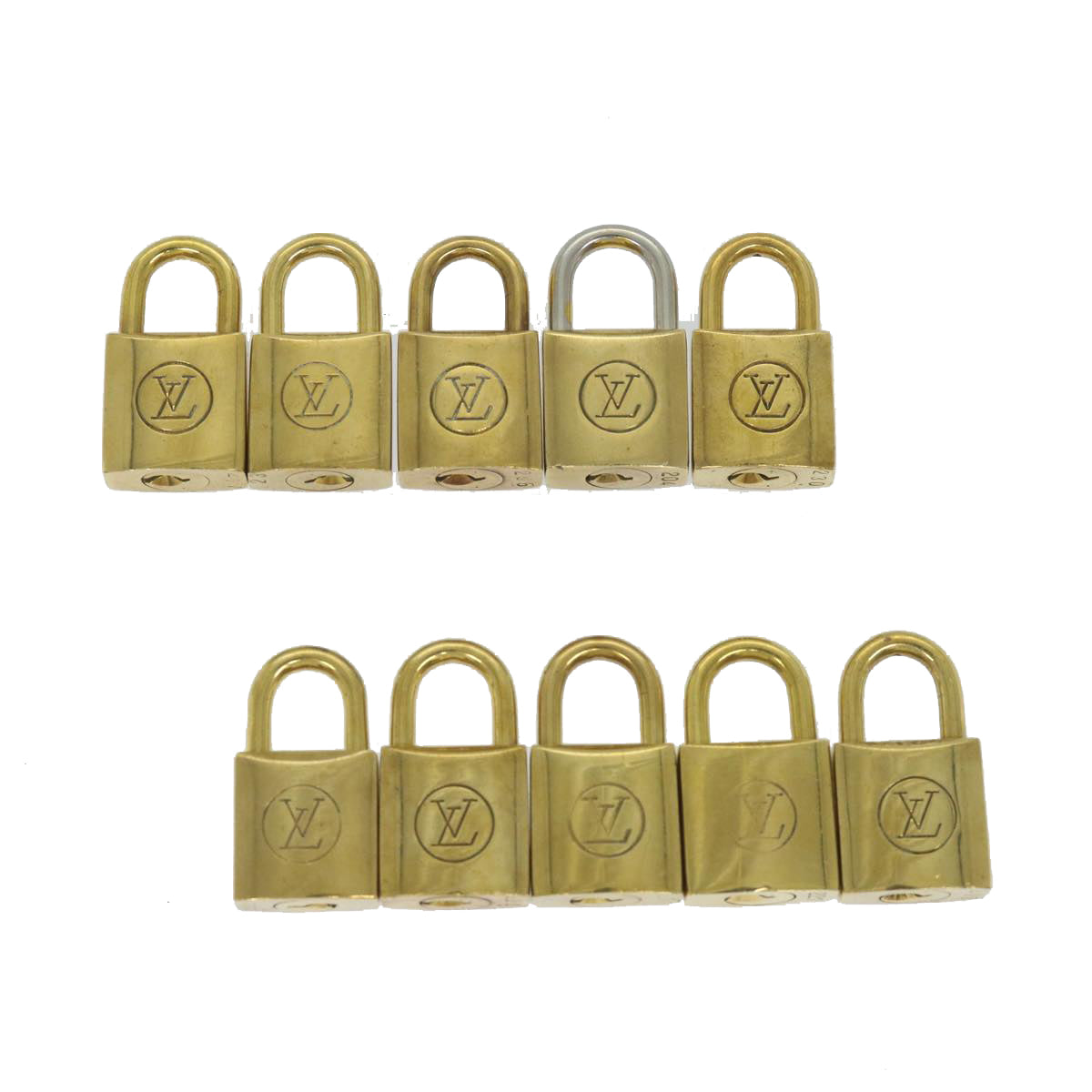 LOUIS VUITTON Padlock Old Model 10set Vintage Gold Tone LV cr902