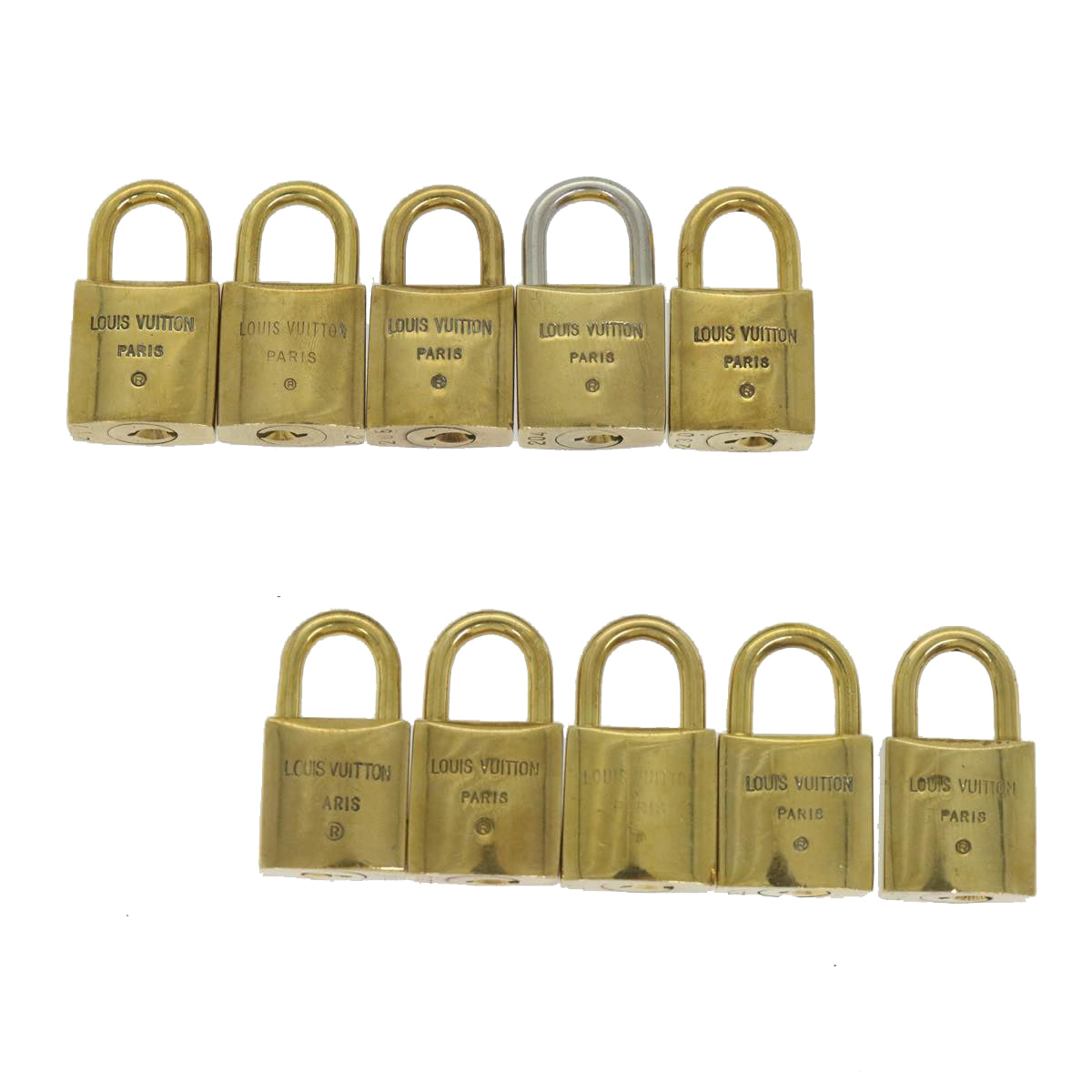 LOUIS VUITTON Padlock Old Model 10set Vintage Gold Tone LV cr902