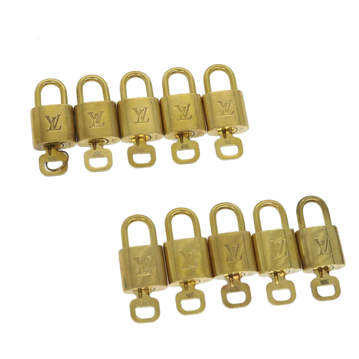 LOUIS VUITTON Padlock 10set Gold Tone LV cr892