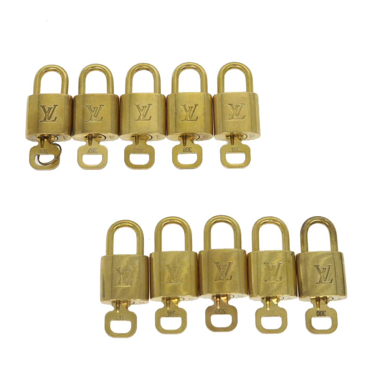 LOUIS VUITTON Padlock 10set Gold Tone LV cr892