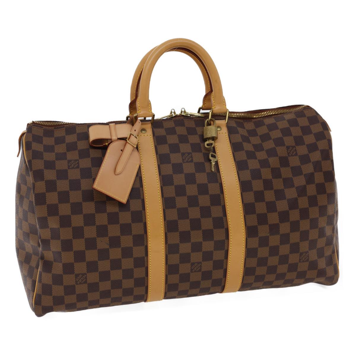 LOUIS VUITTON Damier Ebene Keepall 45 Boston Bag LV 26495S