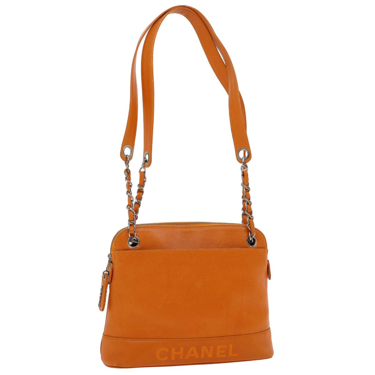 Luxury Chanel Chain Shoulder Bag Caviar Skin Orange CC  ar8526